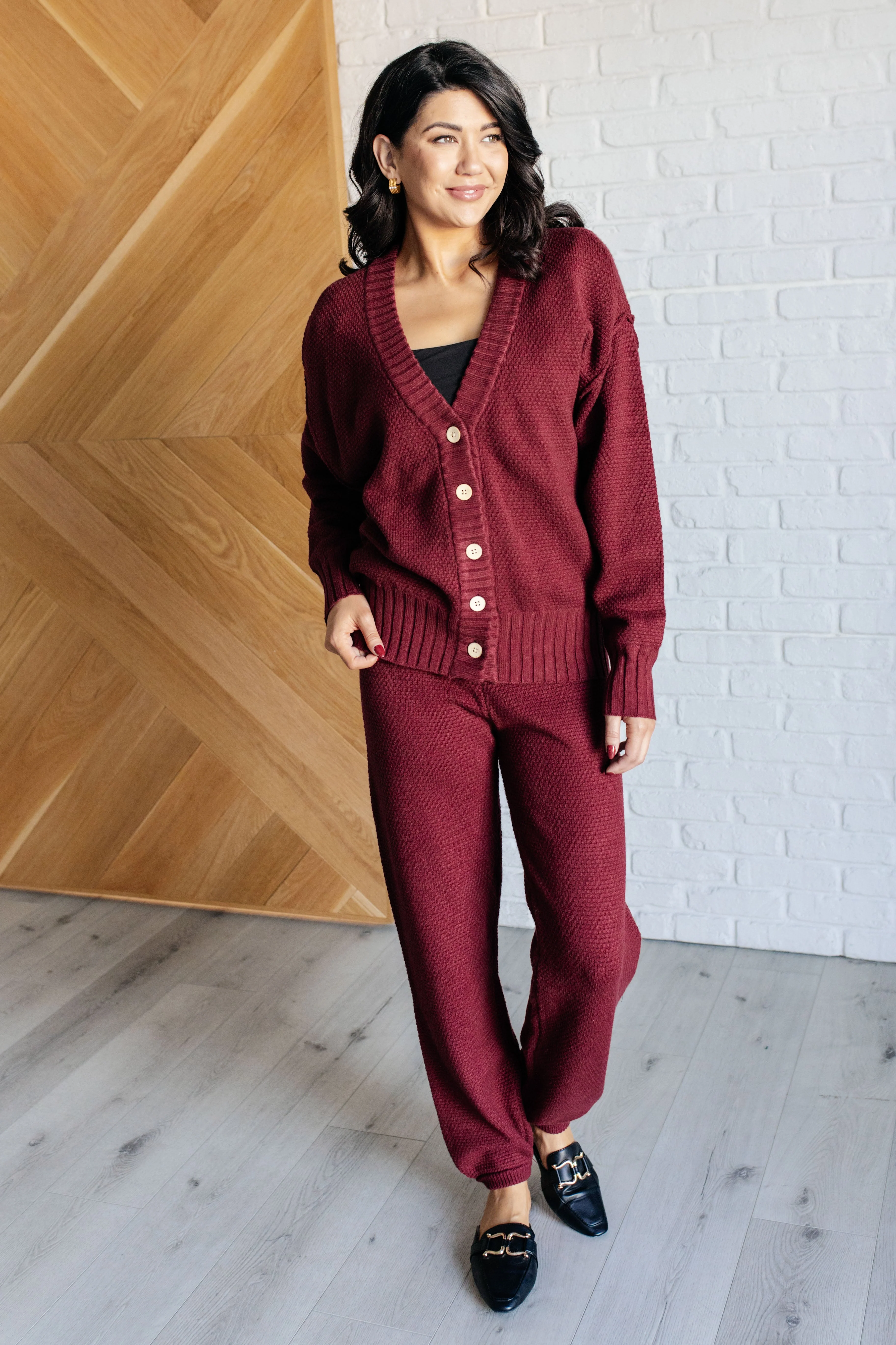 Simple Solution Knit Set in Wine - Makeswep