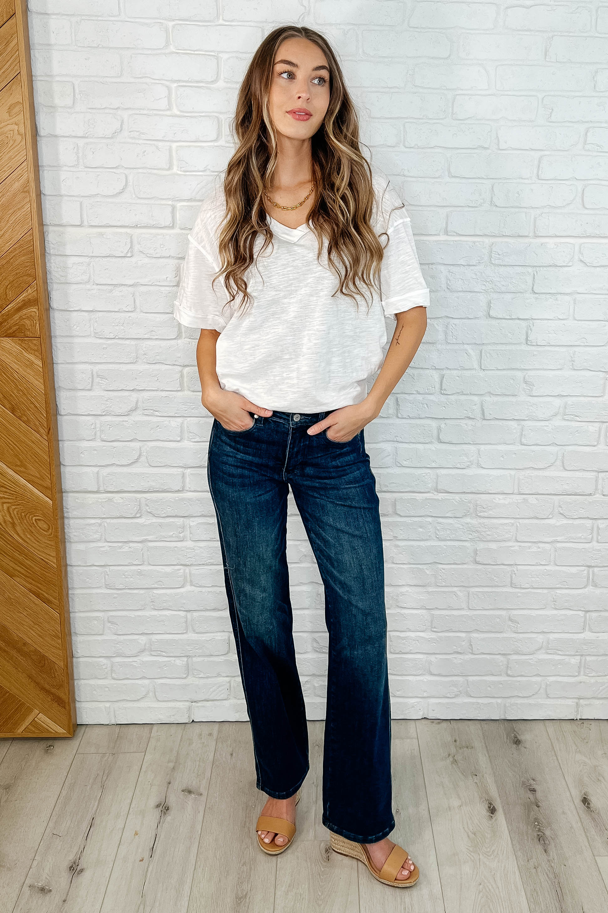 Basic Instinct Drop Shoulder V-Neck Tee in Ivory - Makeswep