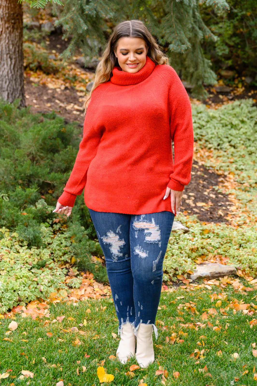 Steady Pace Roll Neck Sweater In Red - Makeswep