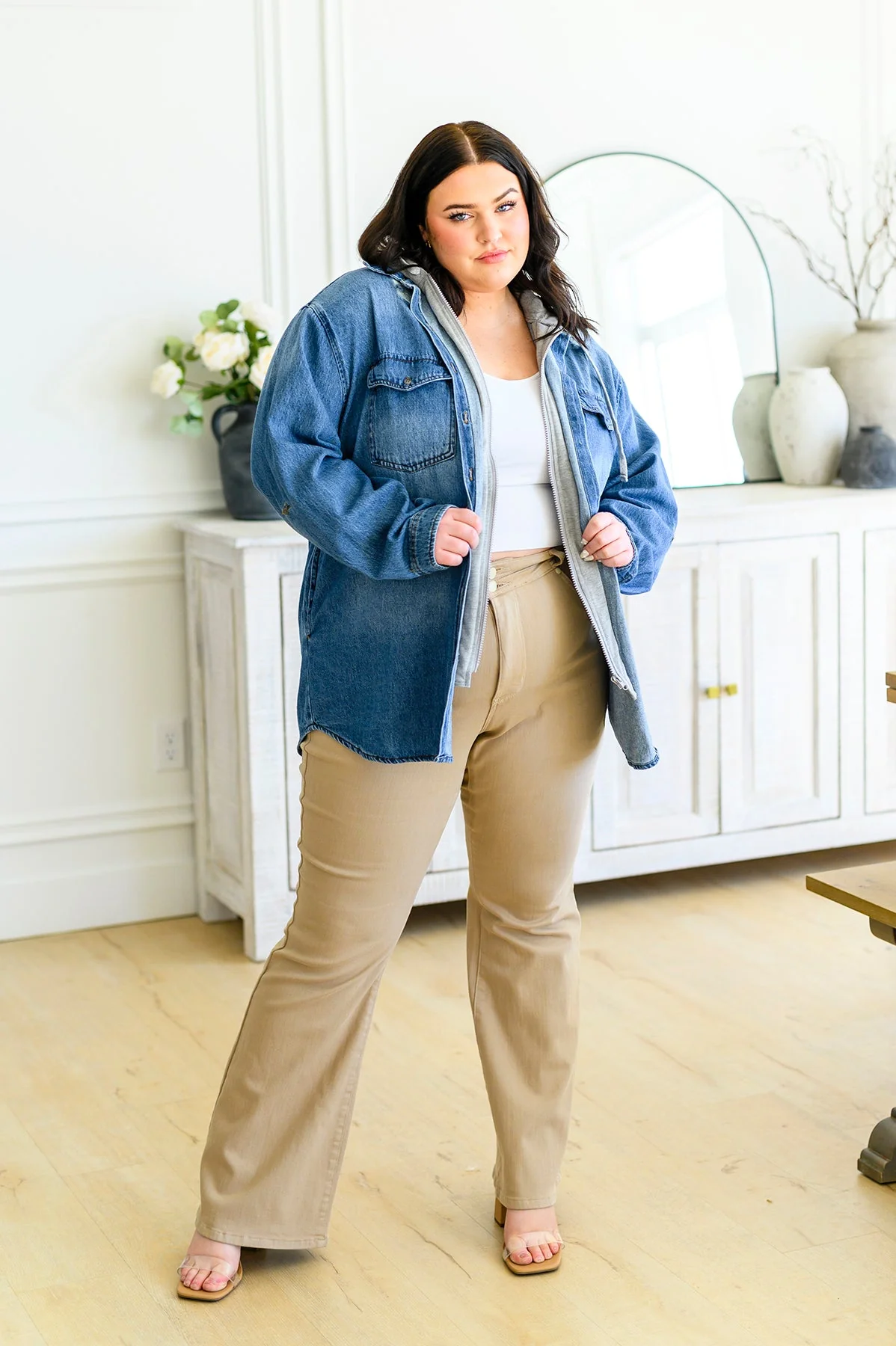 RISEN JEANS Jordan Hooded Denim Shacket - Makeswep