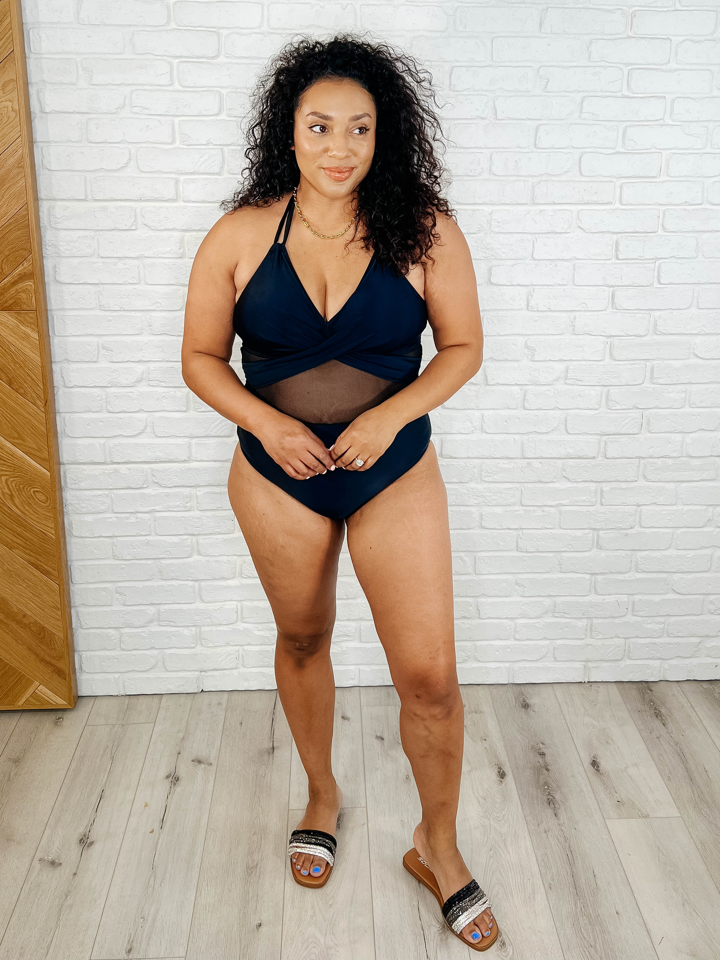 Palma Mesh Detail Halter Swimsuit - Makeswep