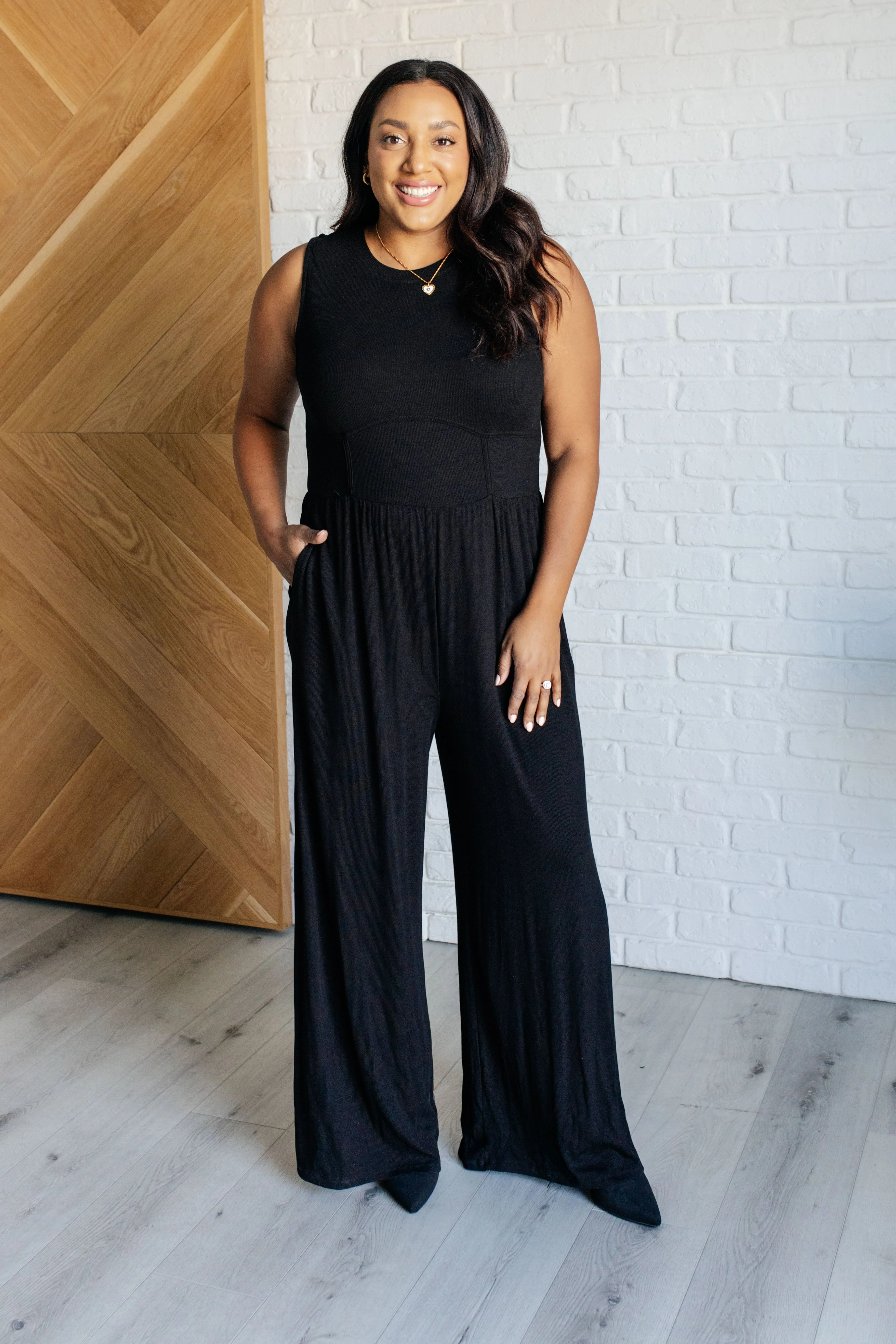 Hilary Wide Leg Jumpsuit in Black - Makeswep