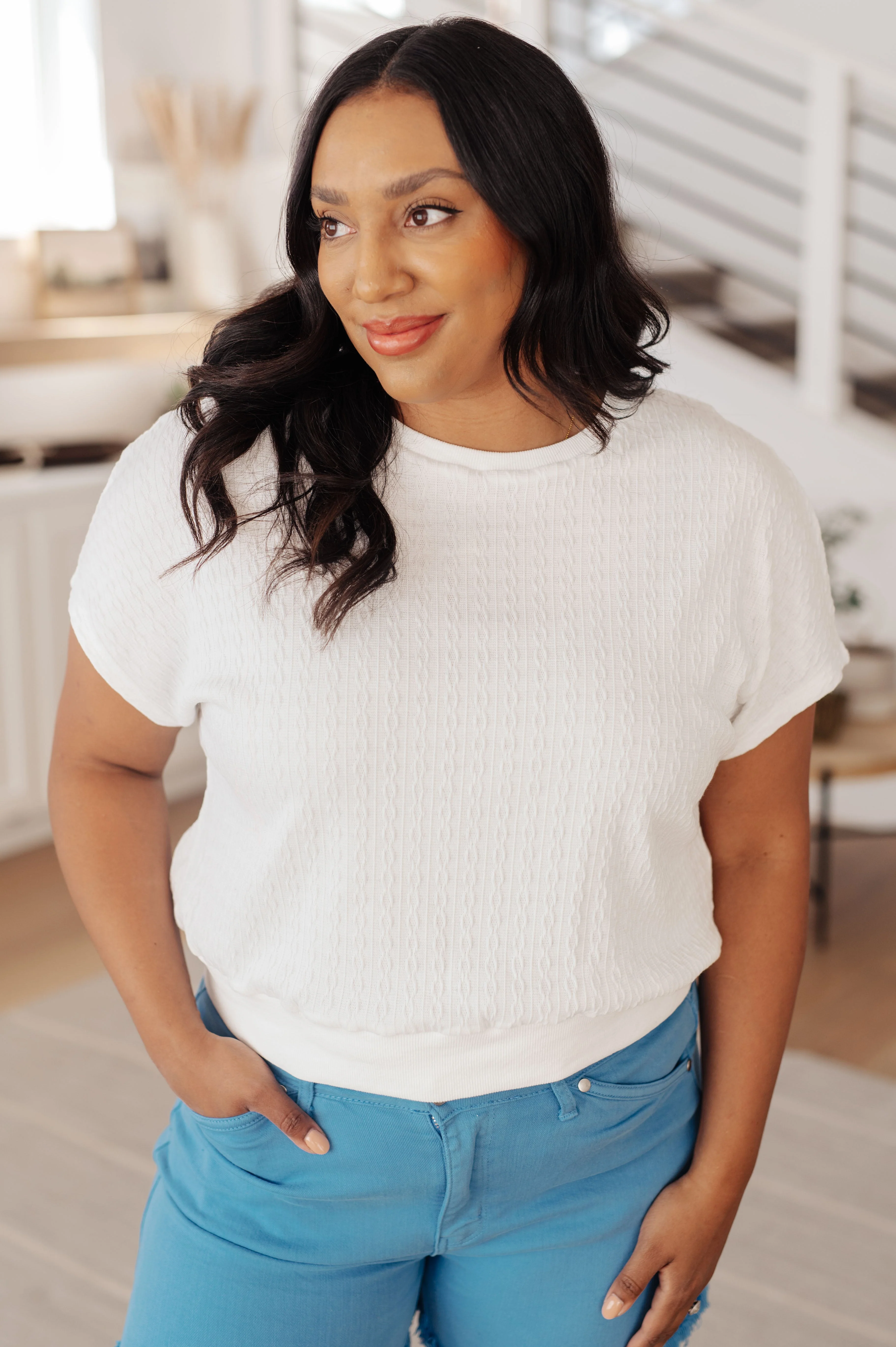 Clearly Classic Short Sleeve Top in White - Makeswep