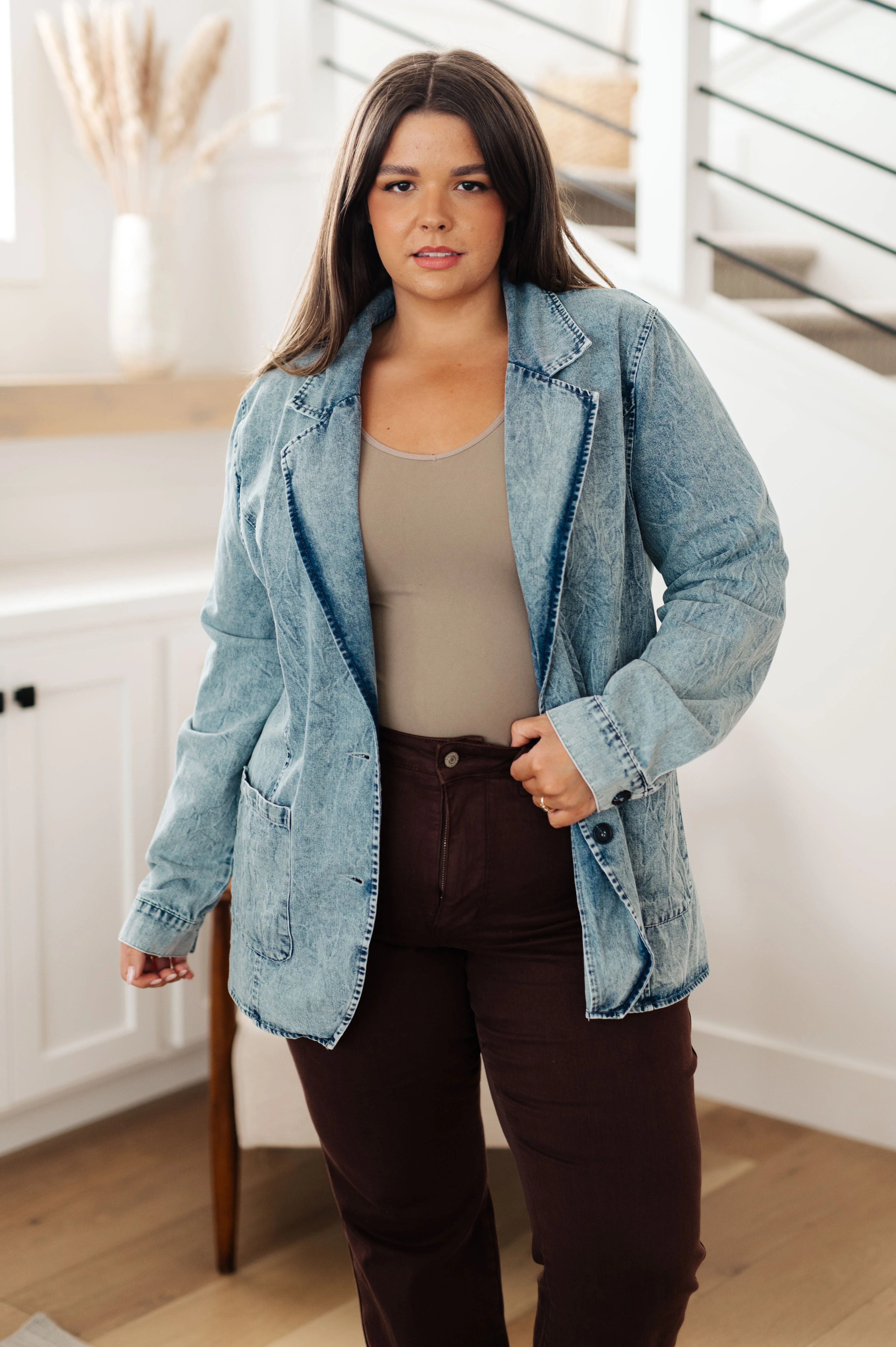 Business Brunch Denim Blazer - Makeswep