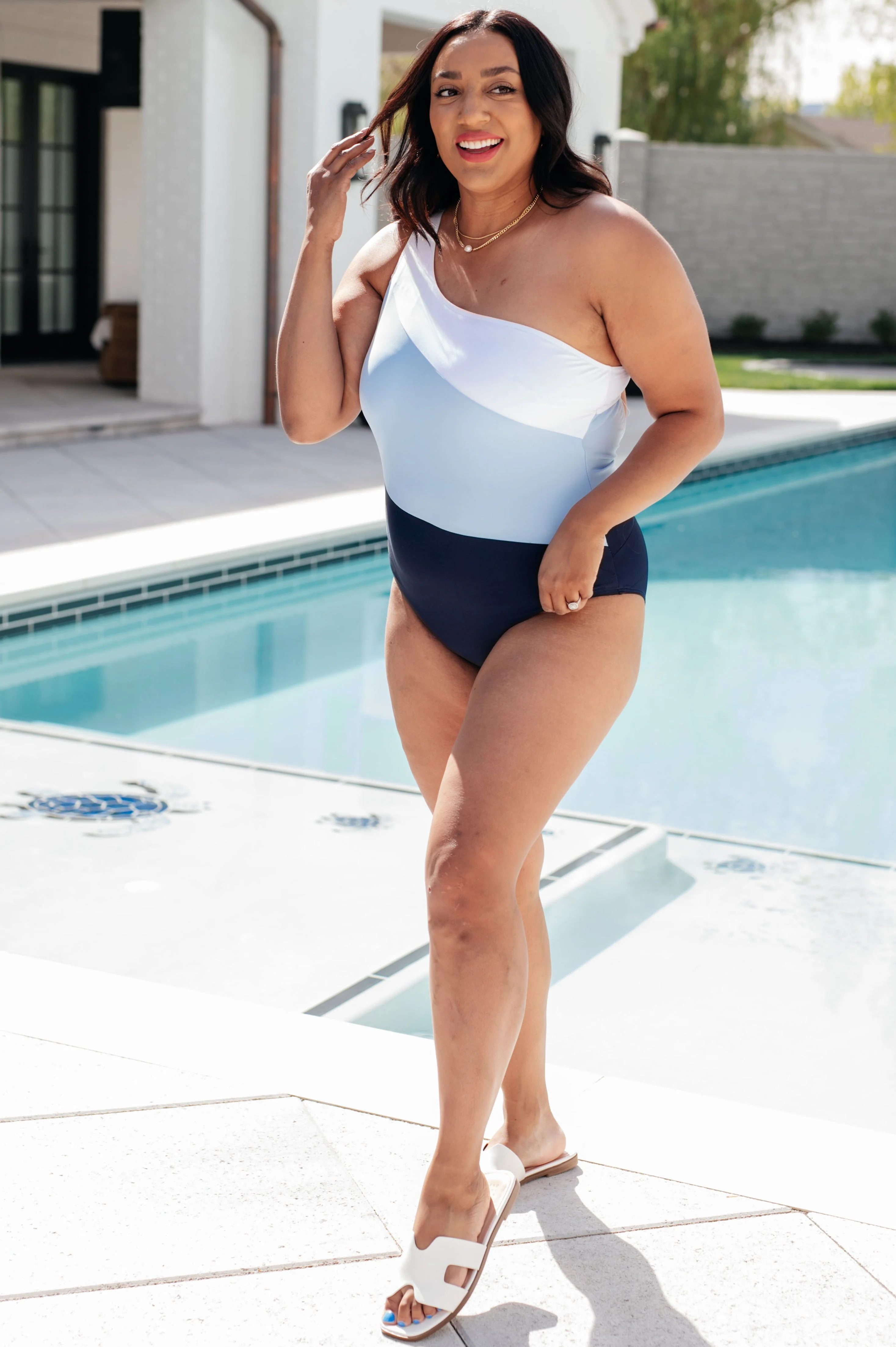 Dominica Color Block Asymmetrical Swimsuit - Makeswep