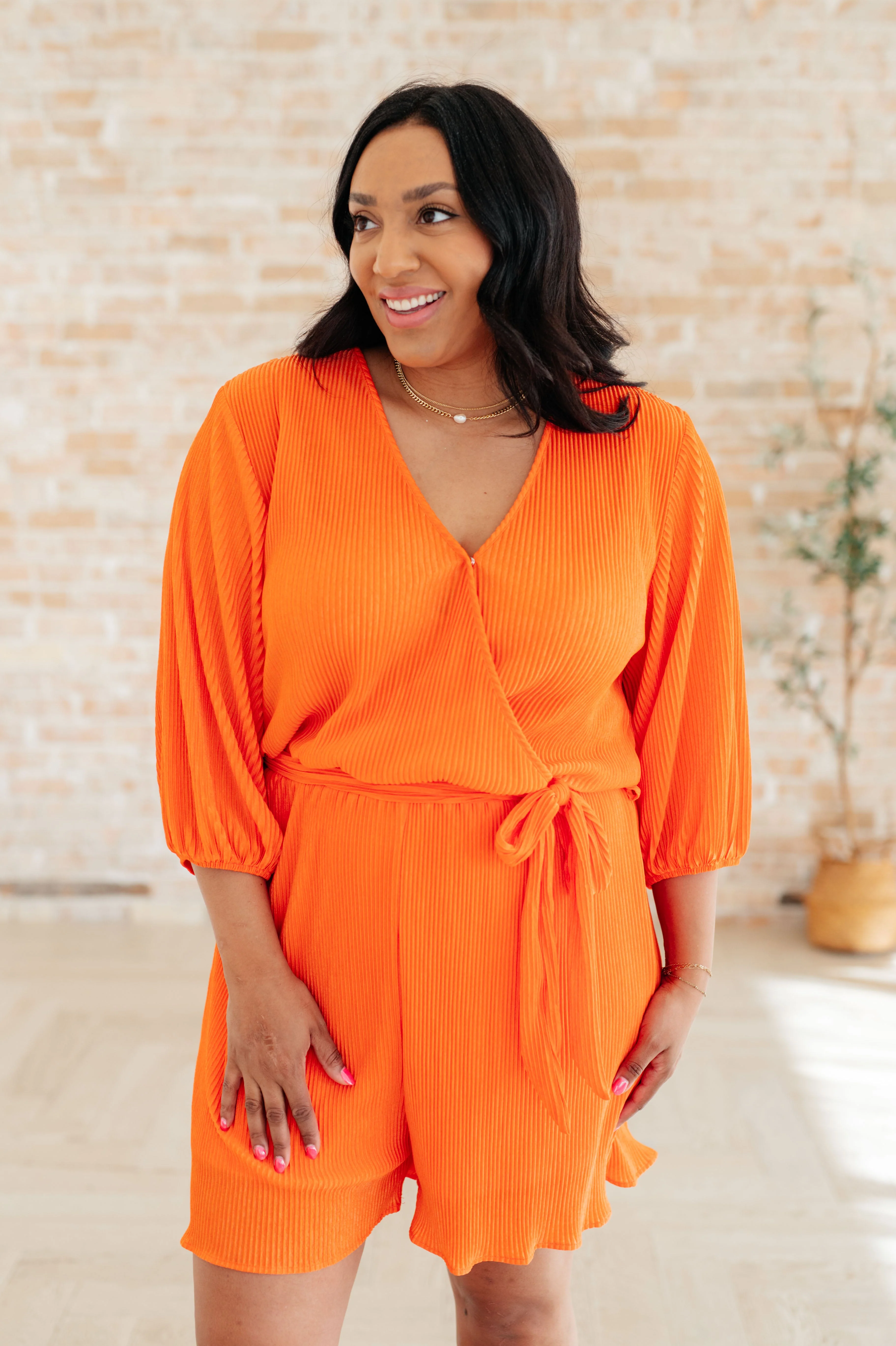 Roll With me Romper in Tangerine - Makeswep