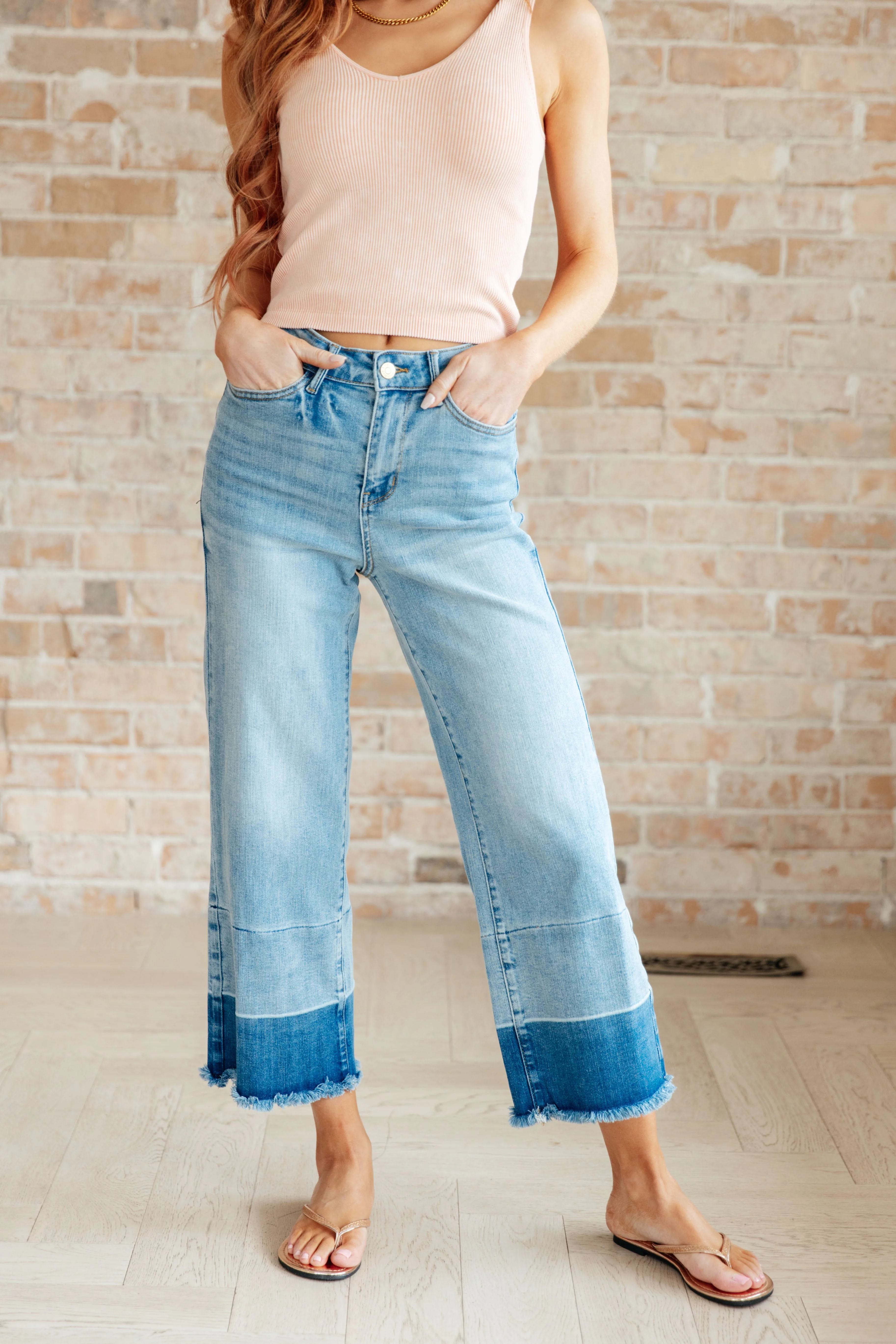 JUDY BLUE Olivia High Rise Wide Leg Crop Jeans in Medium Wash - Makeswep