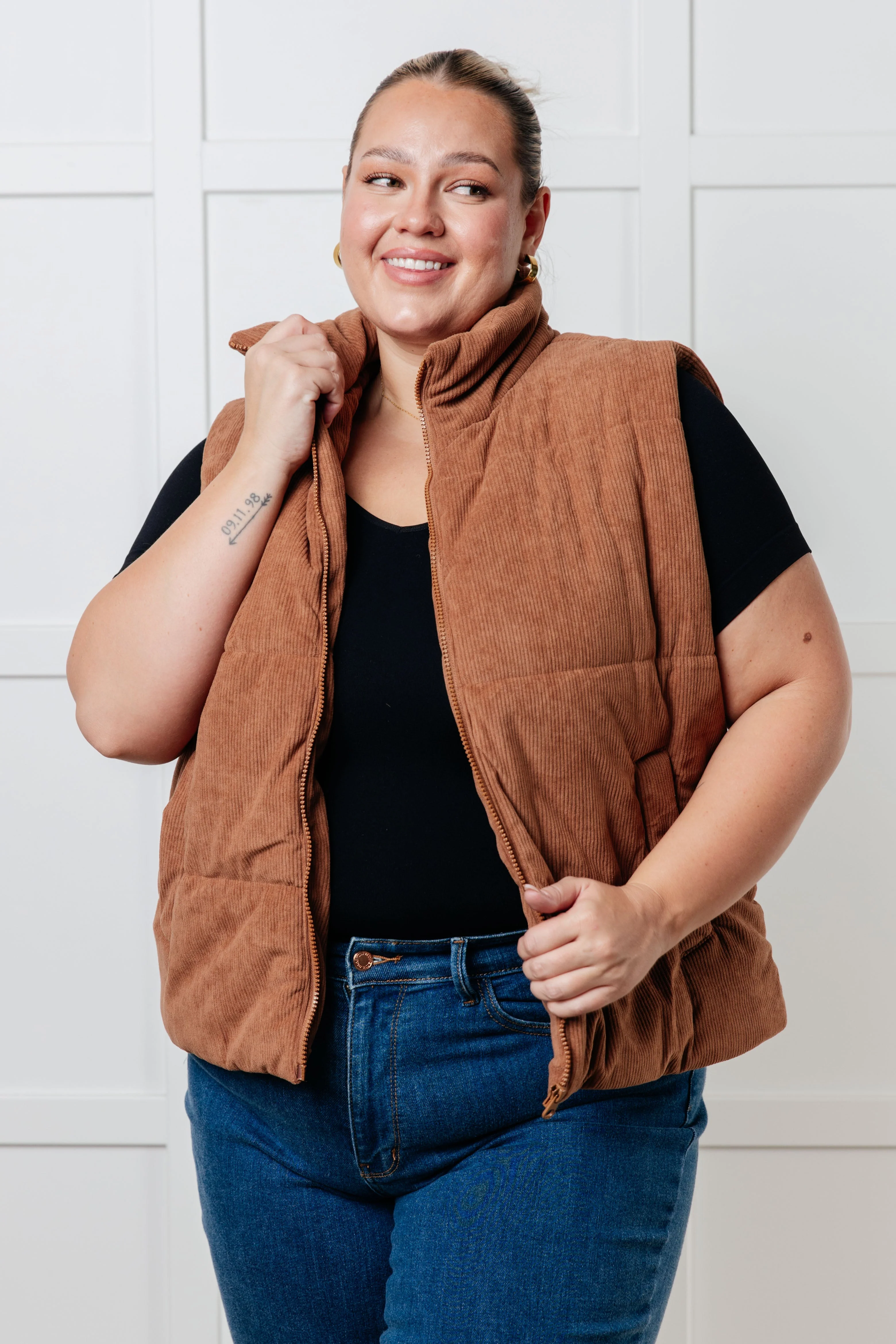 Set Me Up Corduroy Puffer Vest - Makeswep