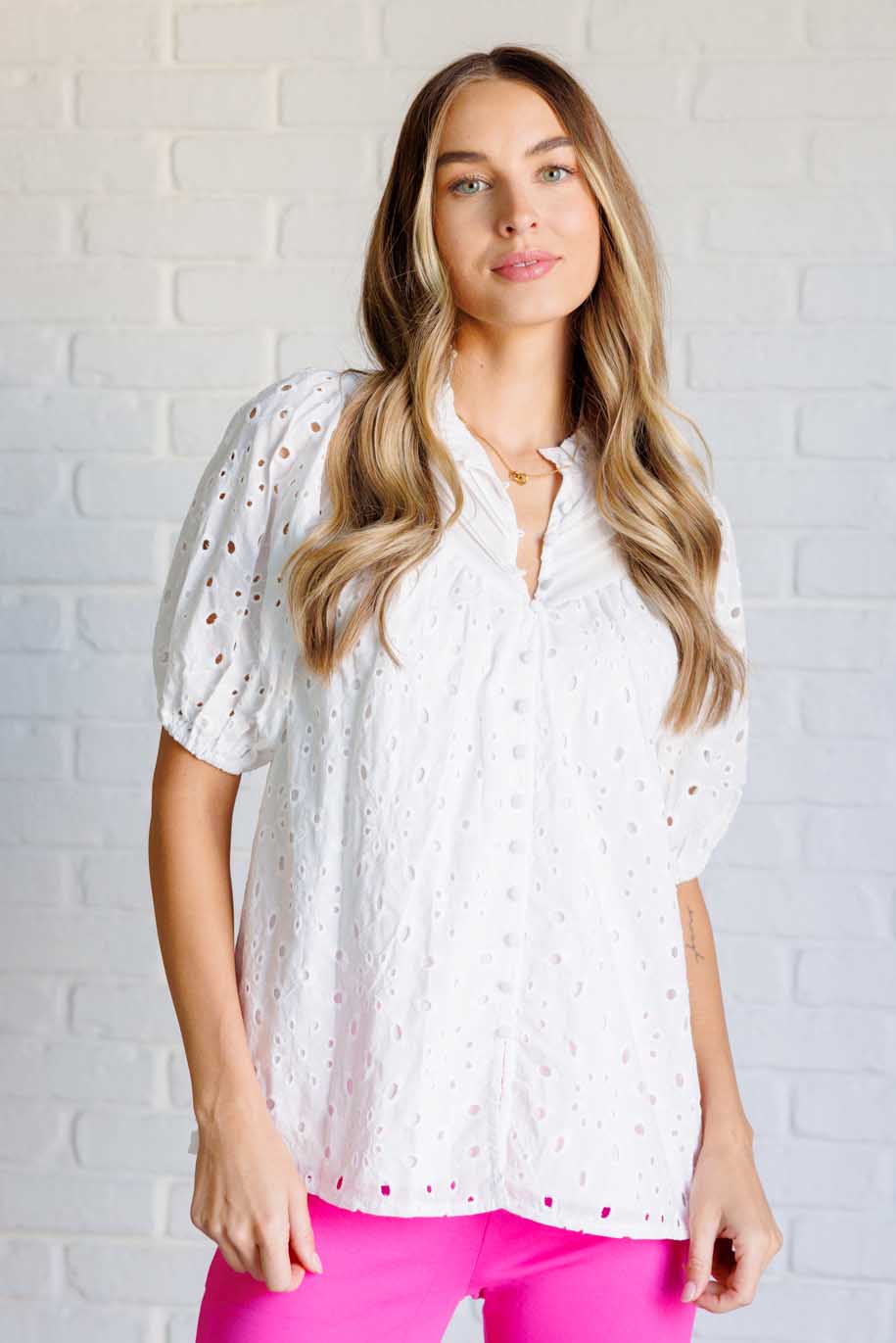 I'll Let You Know Eyelet Lace Blouse - Makeswep