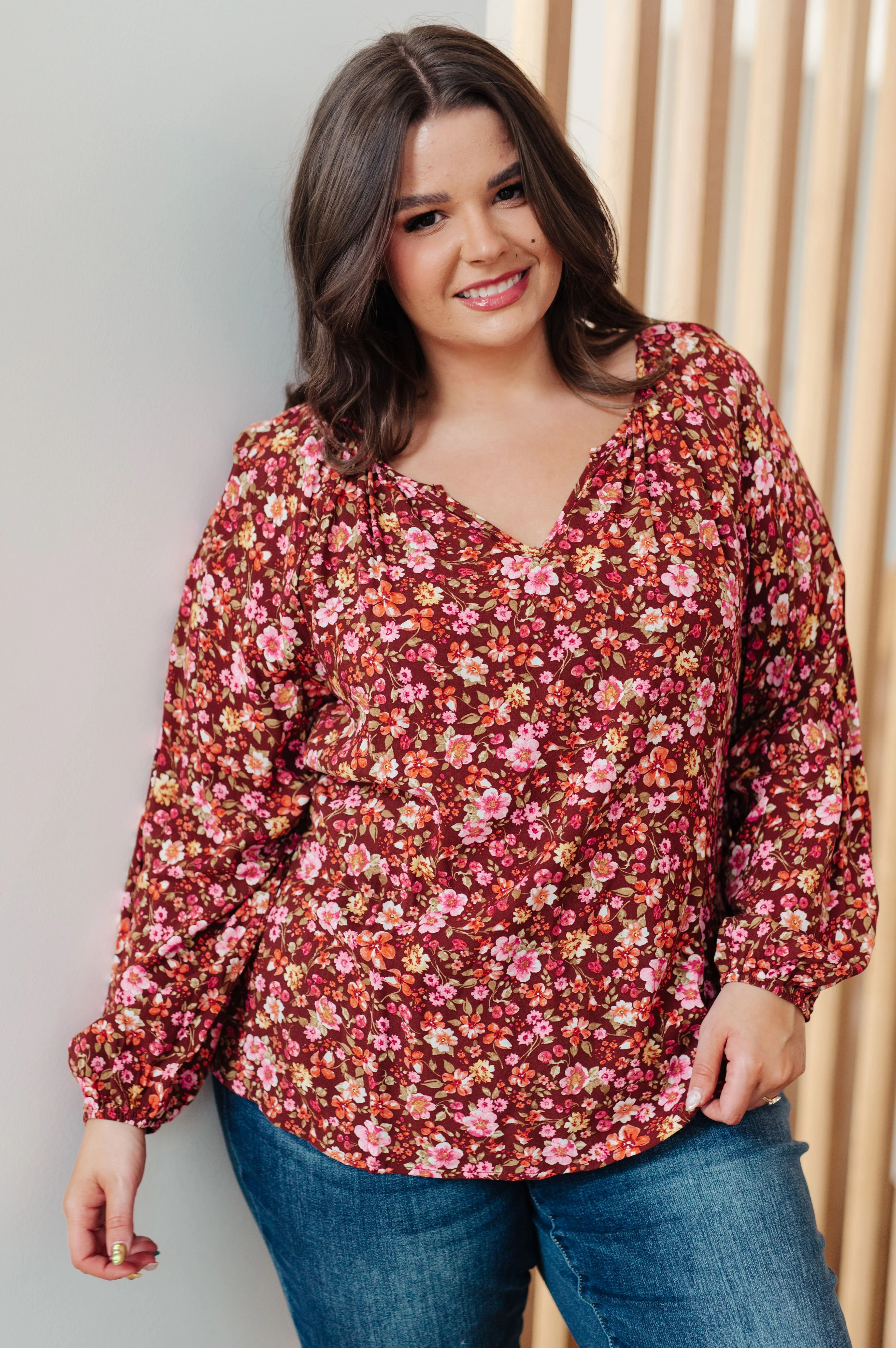 Sunday Brunch Blouse in Rust Floral - Makeswep