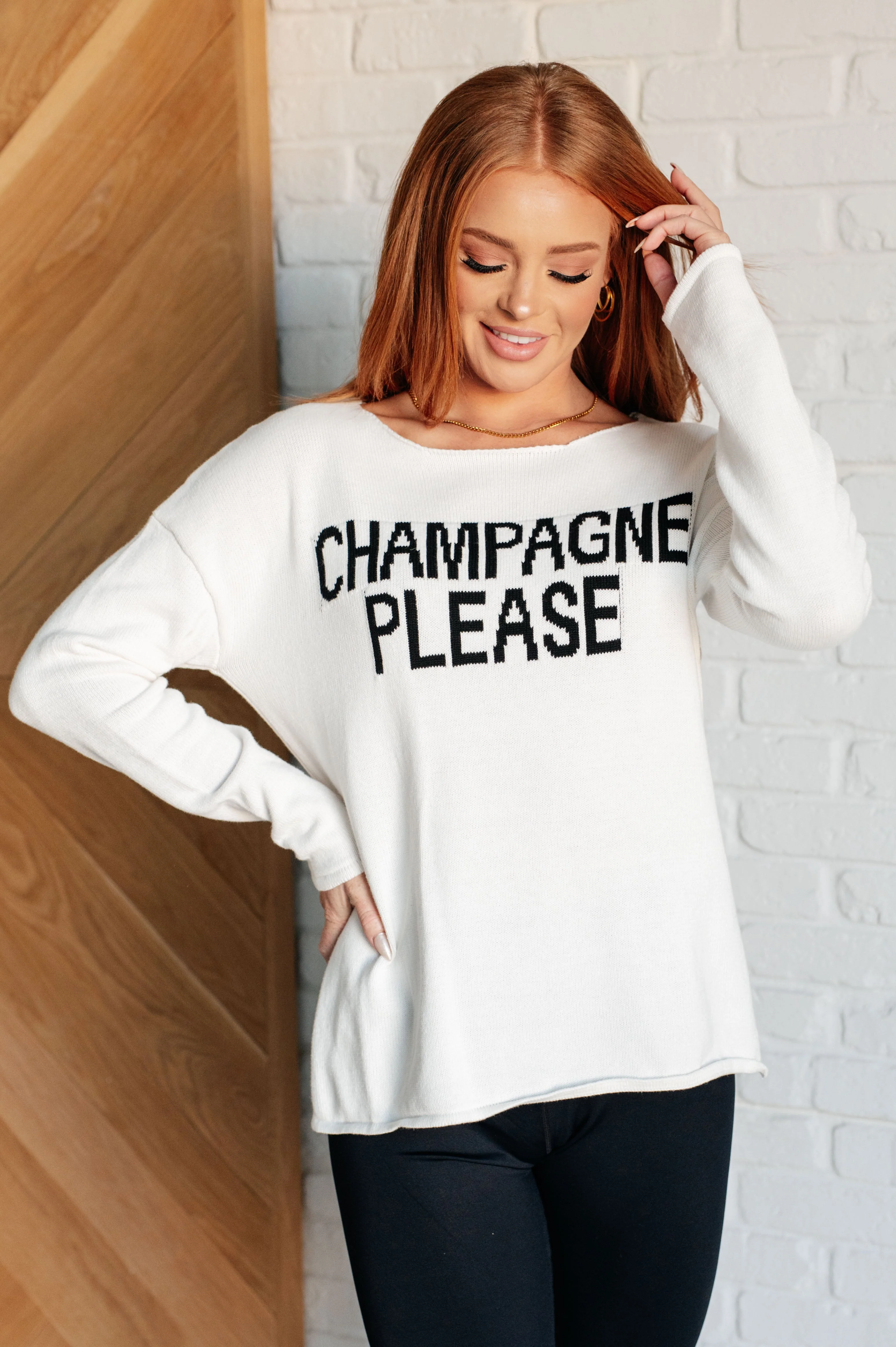 Champagne Please Lightweight Sweater - Makeswep