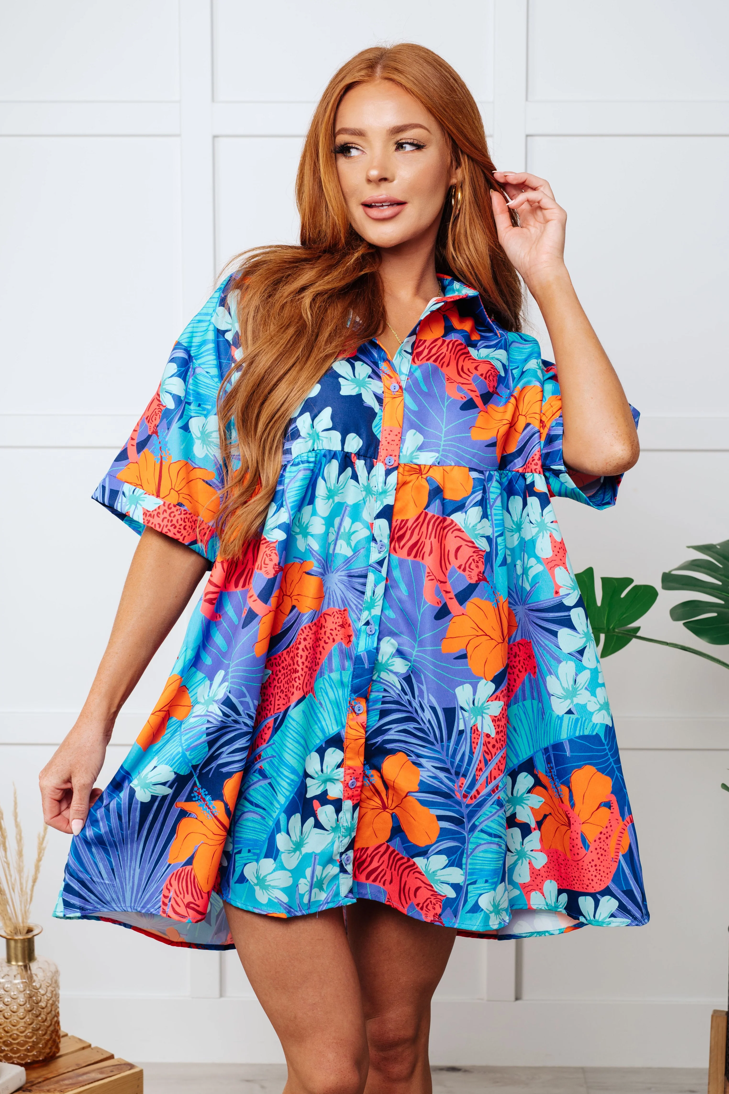 Mother Nature's Recipes Collared Dress in Blue - Makeswep