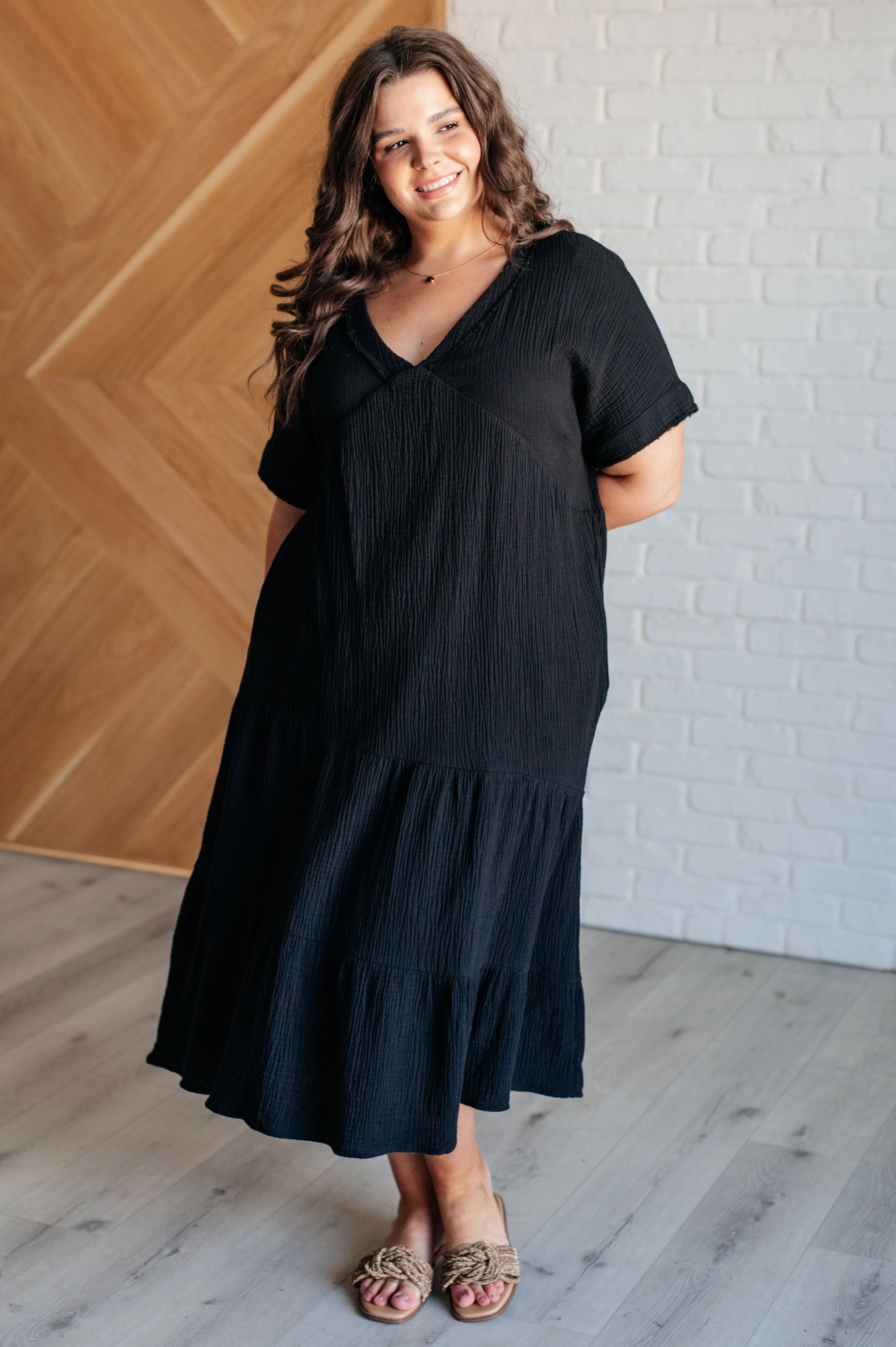 Always Learning Dolman Sleeve Dress in Black - Makeswep