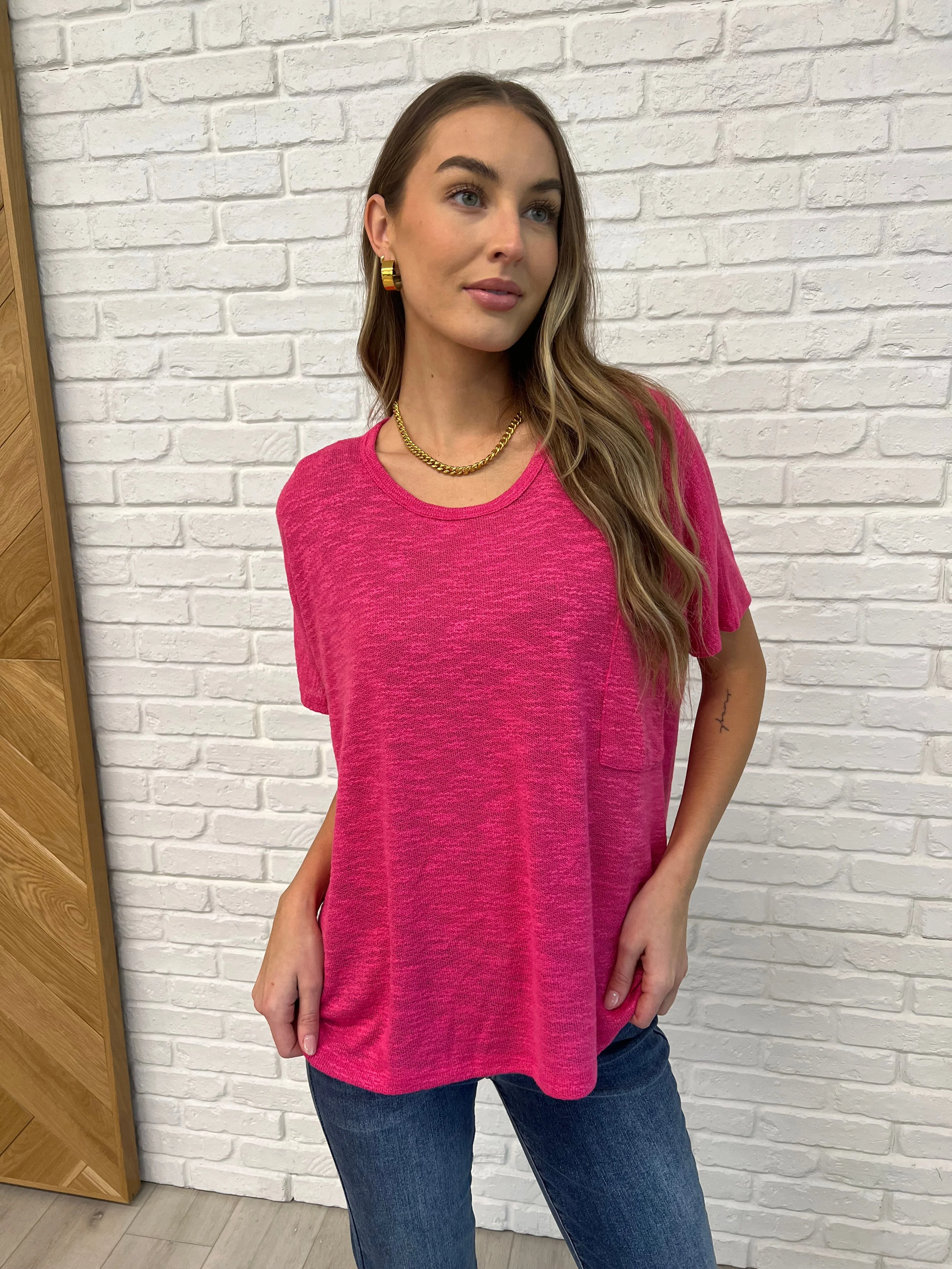 Basically Flowing Dolman Sleeve Top in Hot Pink - Makeswep