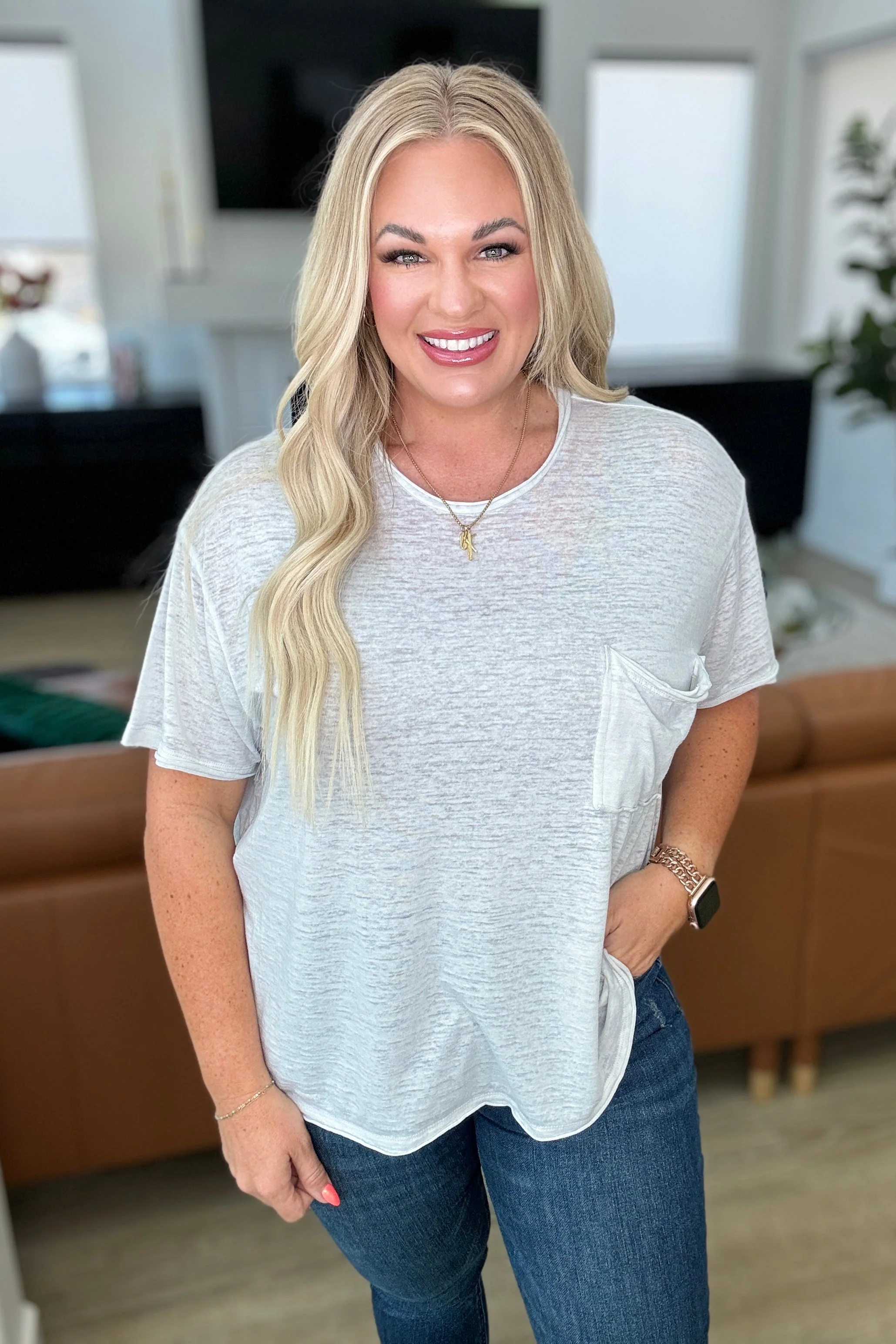 Close to Myself Patch Pocket Tee in Cement - Makeswep