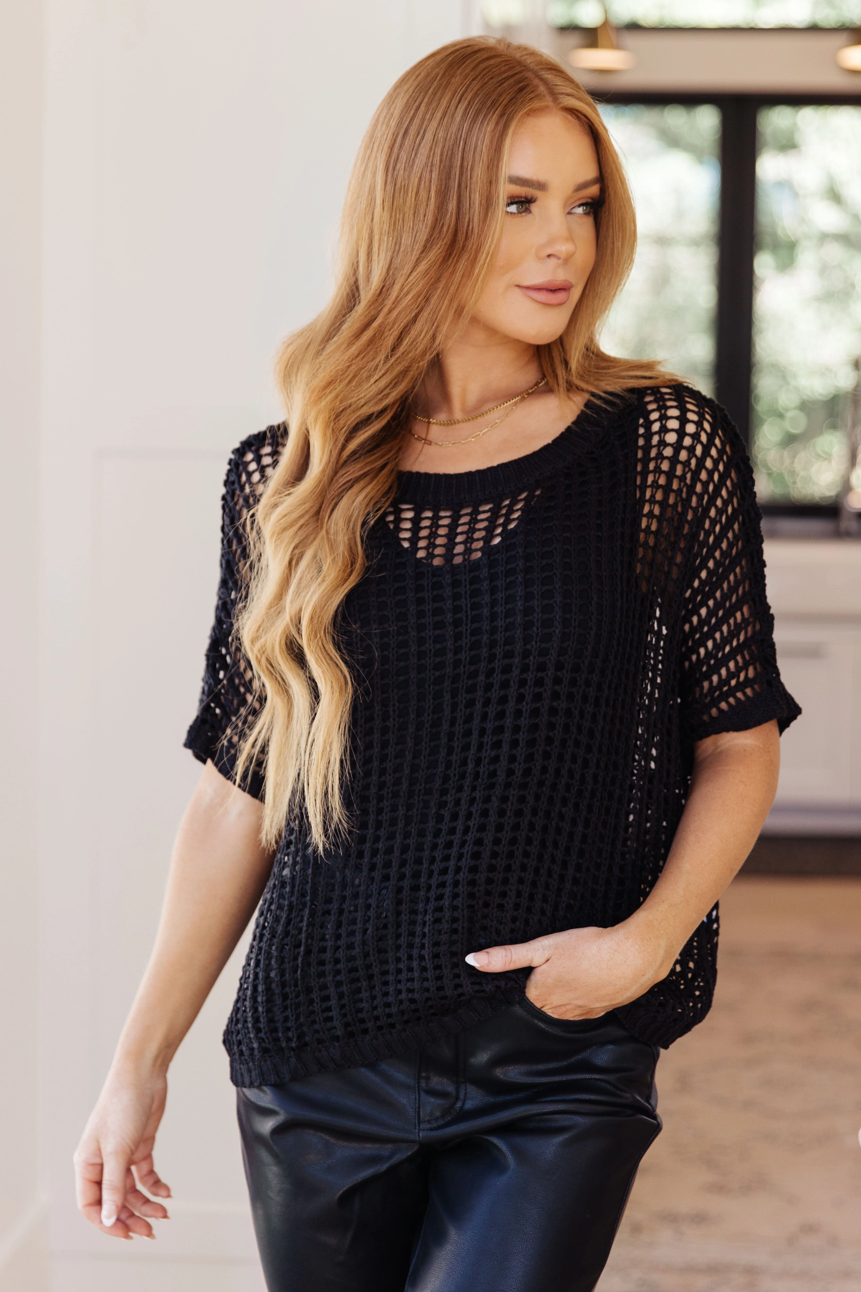 Coastal Dreams Fishnet Top in Black - Makeswep