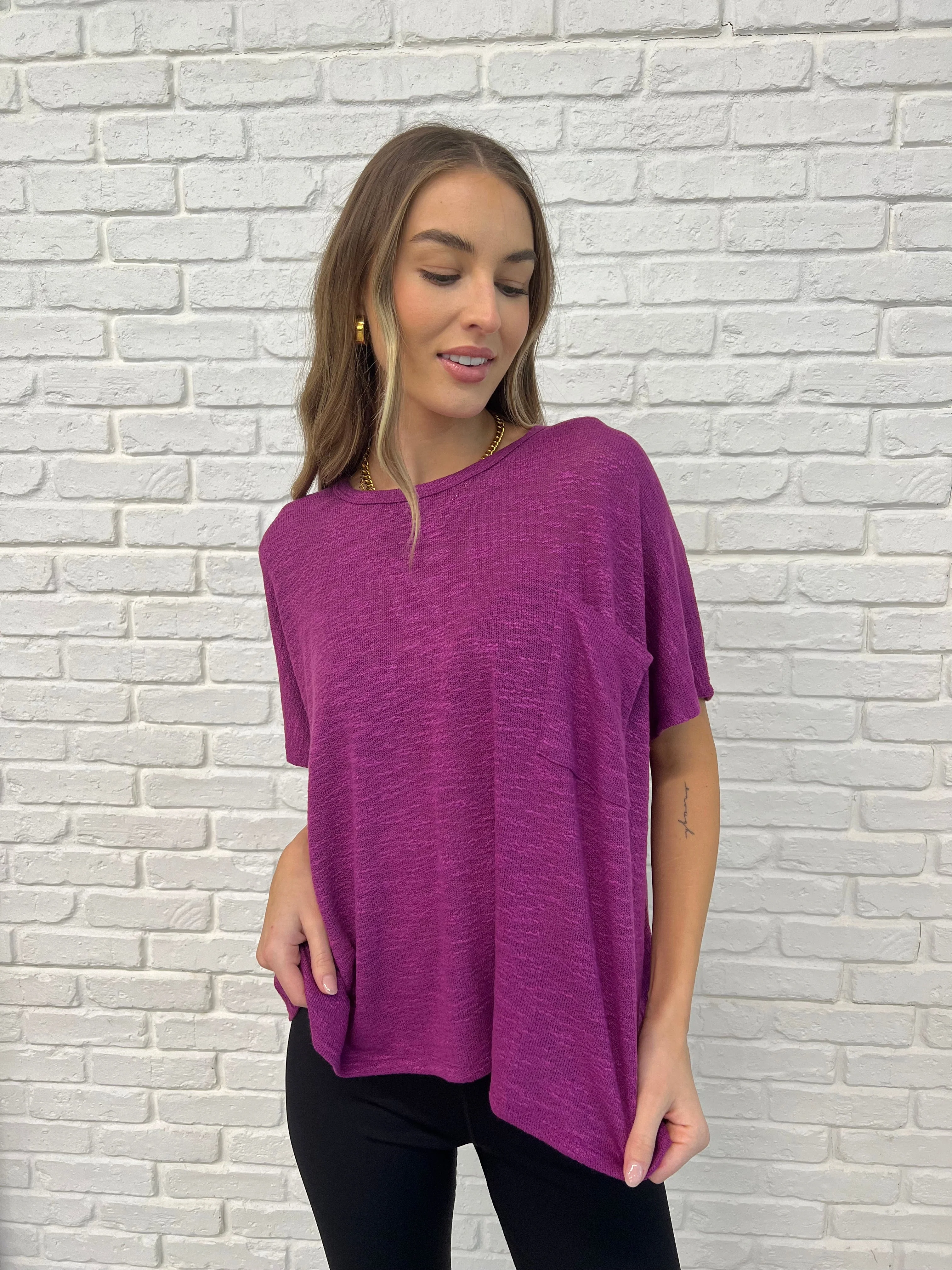 Basically Flowing Dolman Sleeve Top in Lt Plum - Makeswep