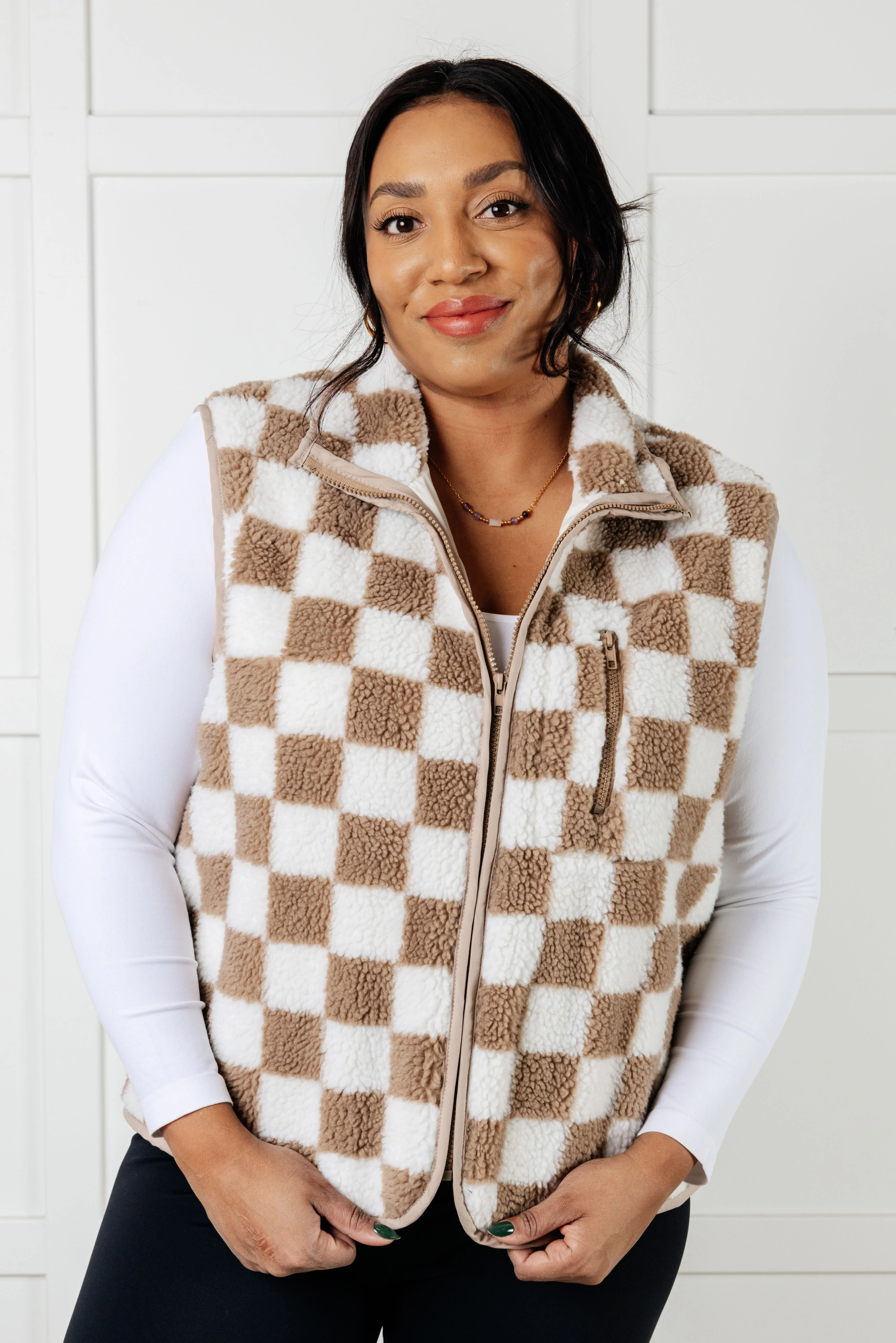 Check it Out Checkered Fleece Vest - Makeswep