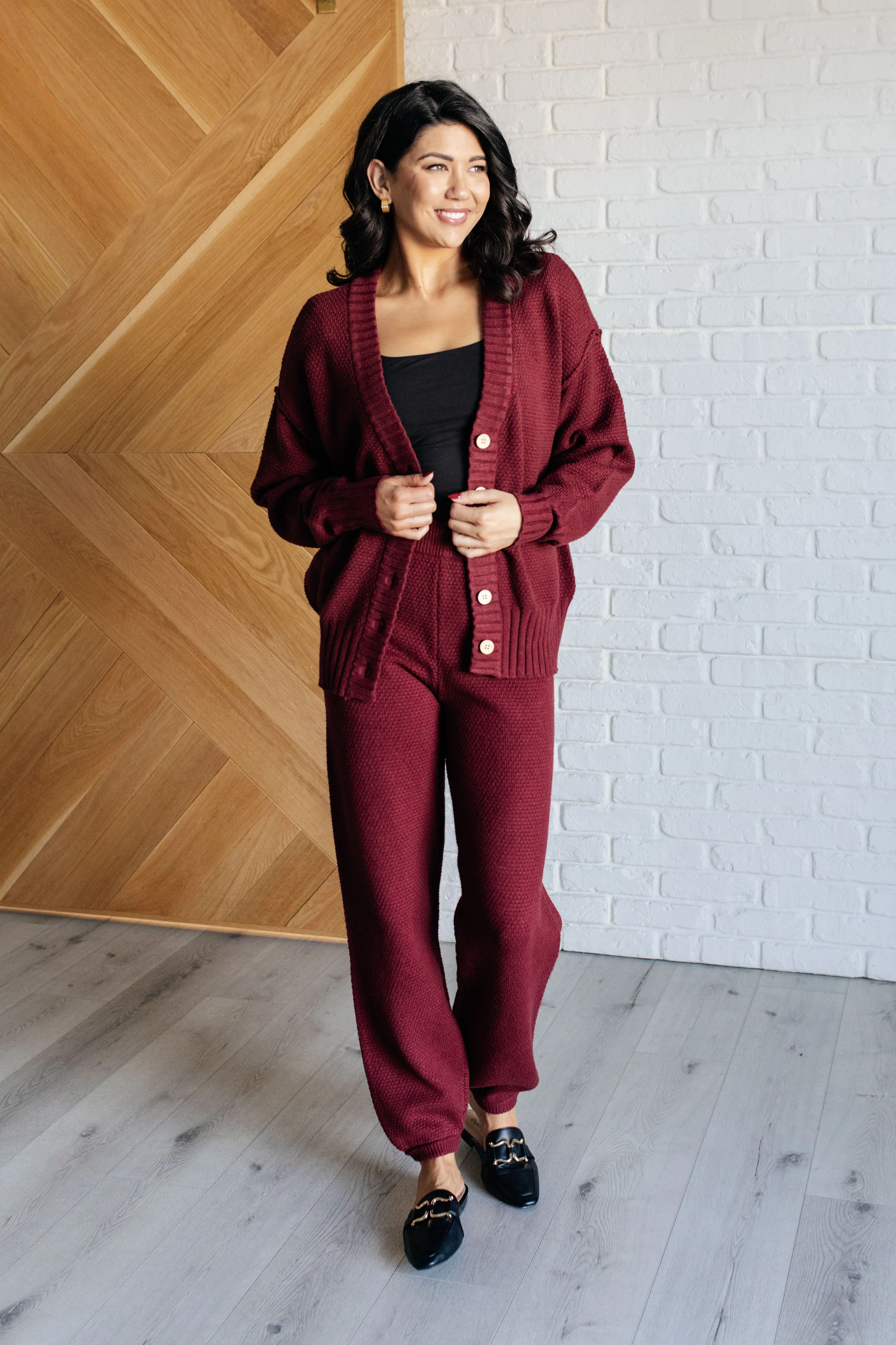 Simple Solution Knit Set in Wine - Makeswep