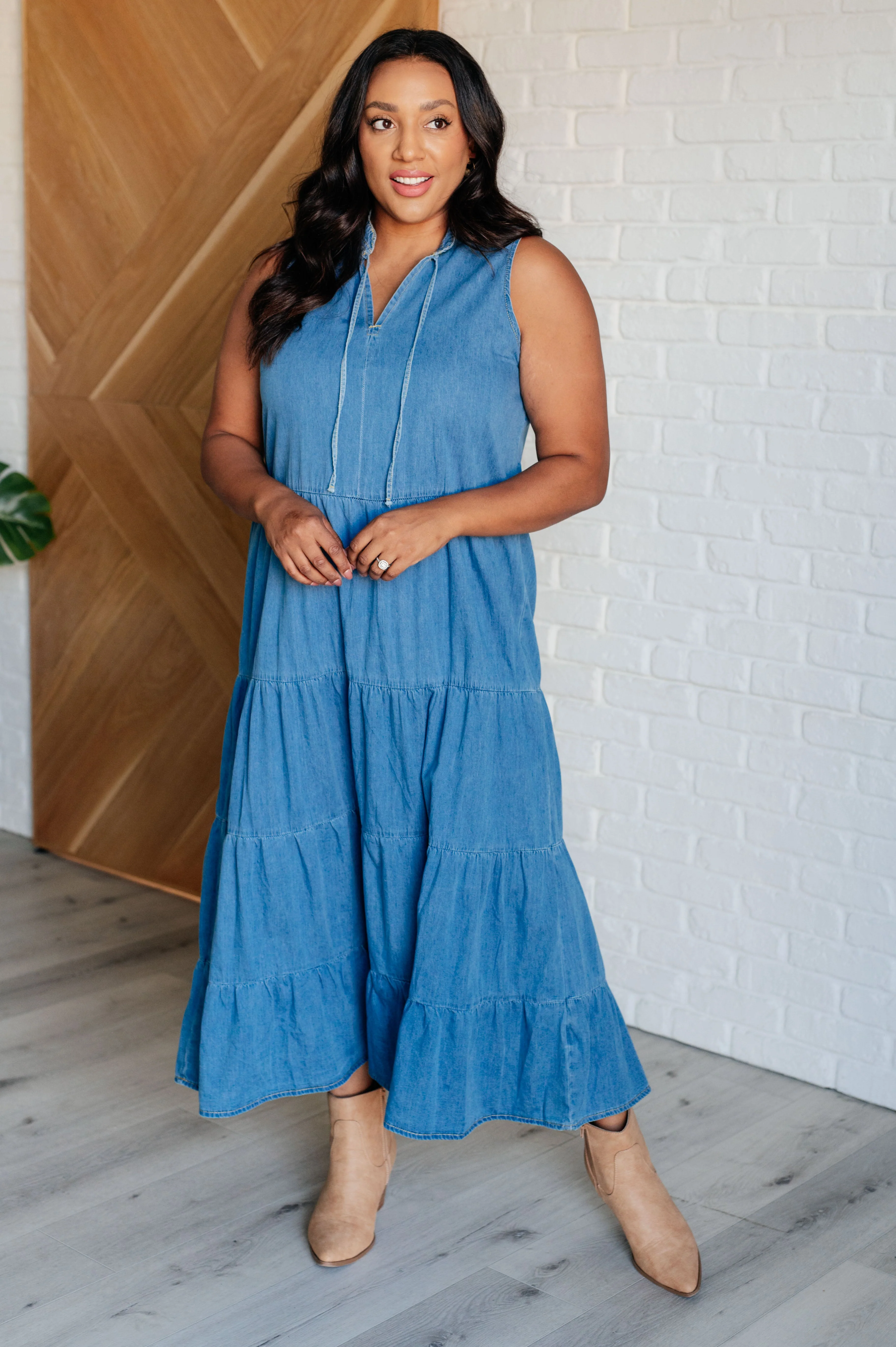 Perfect Choice Denim Maxi Dress - Makeswep