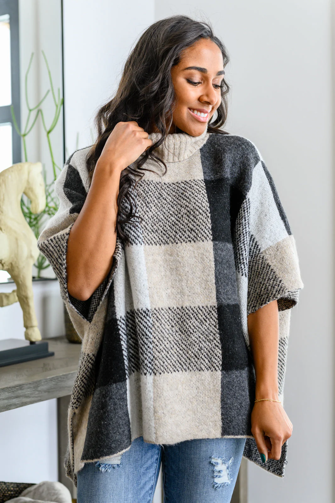 Your Next Favorite Roll Neck Sweater Poncho - Makeswep
