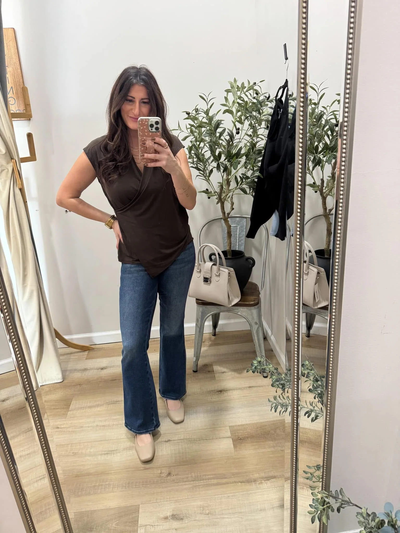 Classic Surplice Front Top in Chocolate - Makeswep