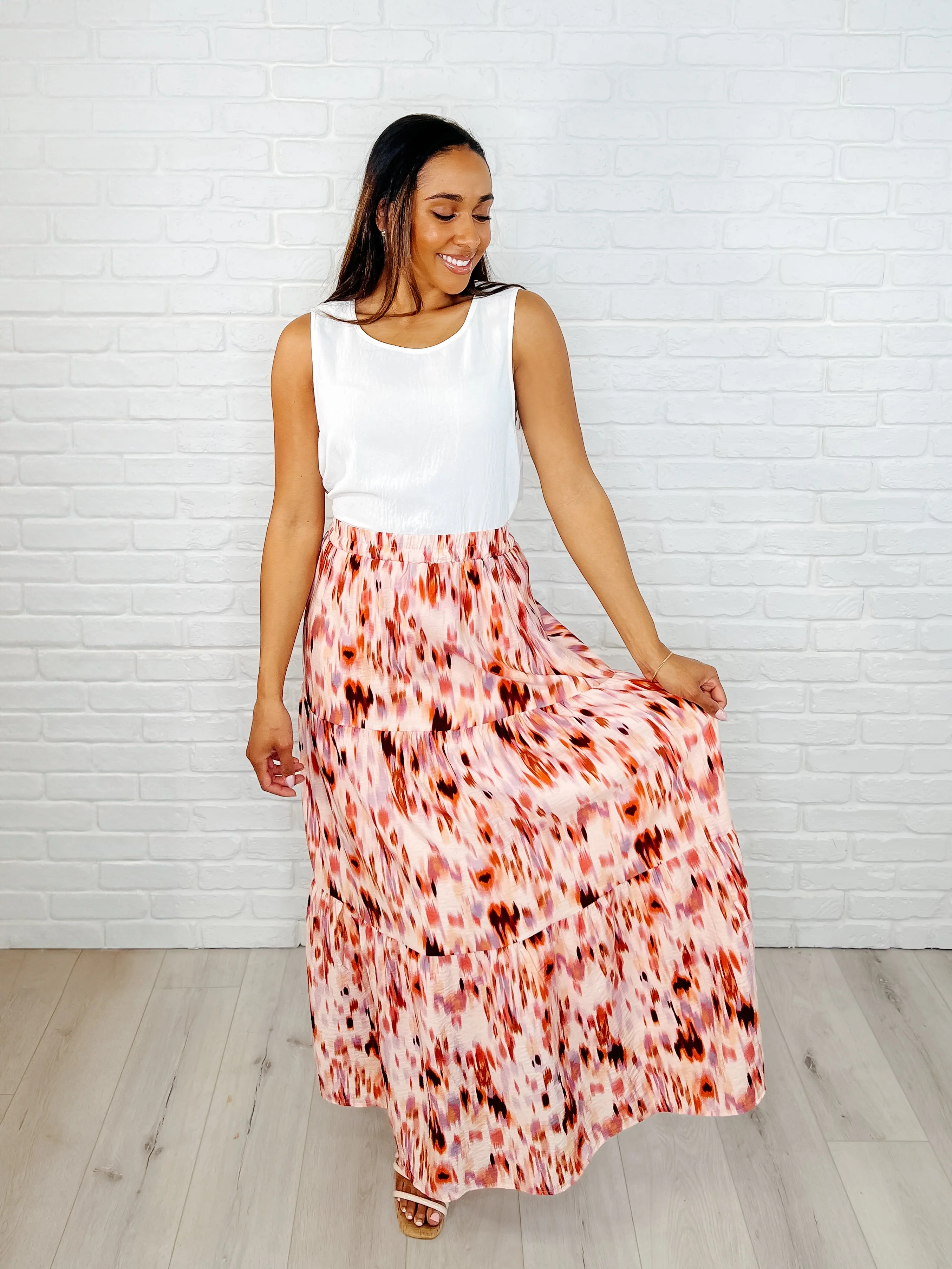 Words Fail Me Watercolor Print Maxi Skirt - Makeswep
