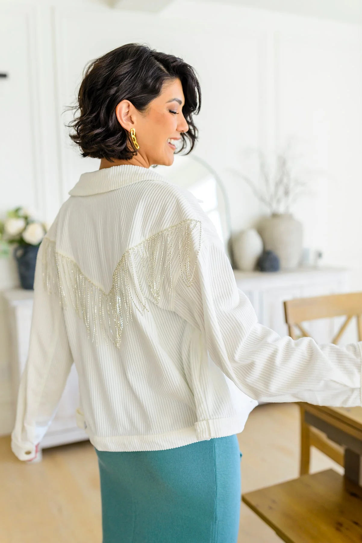 Loretta Rhinestone Fringe Jacket - Makeswep
