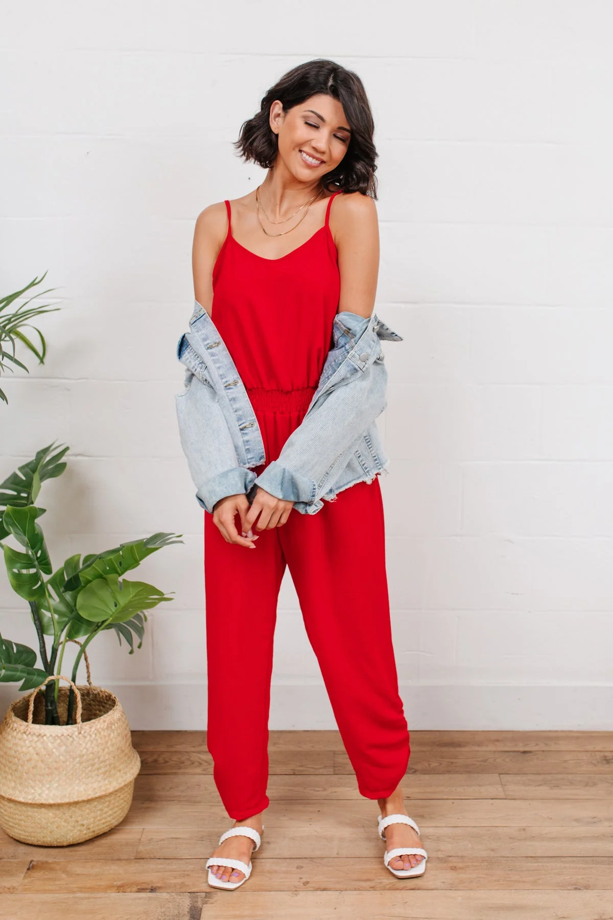 Livin' The Dream Jumpsuit in Red - Makeswep