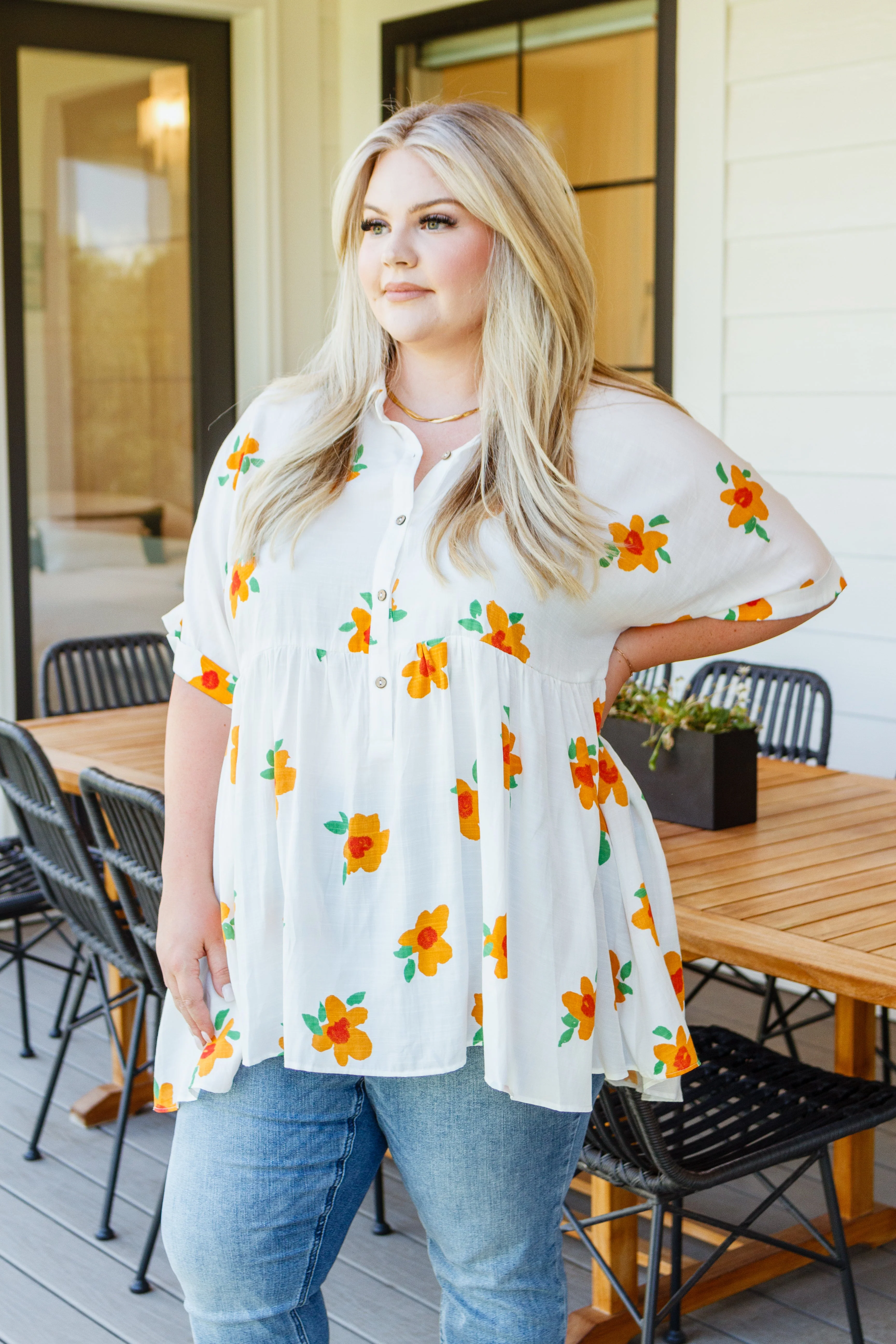 Blissed Out Button Up Babydoll Tunic - Makeswep
