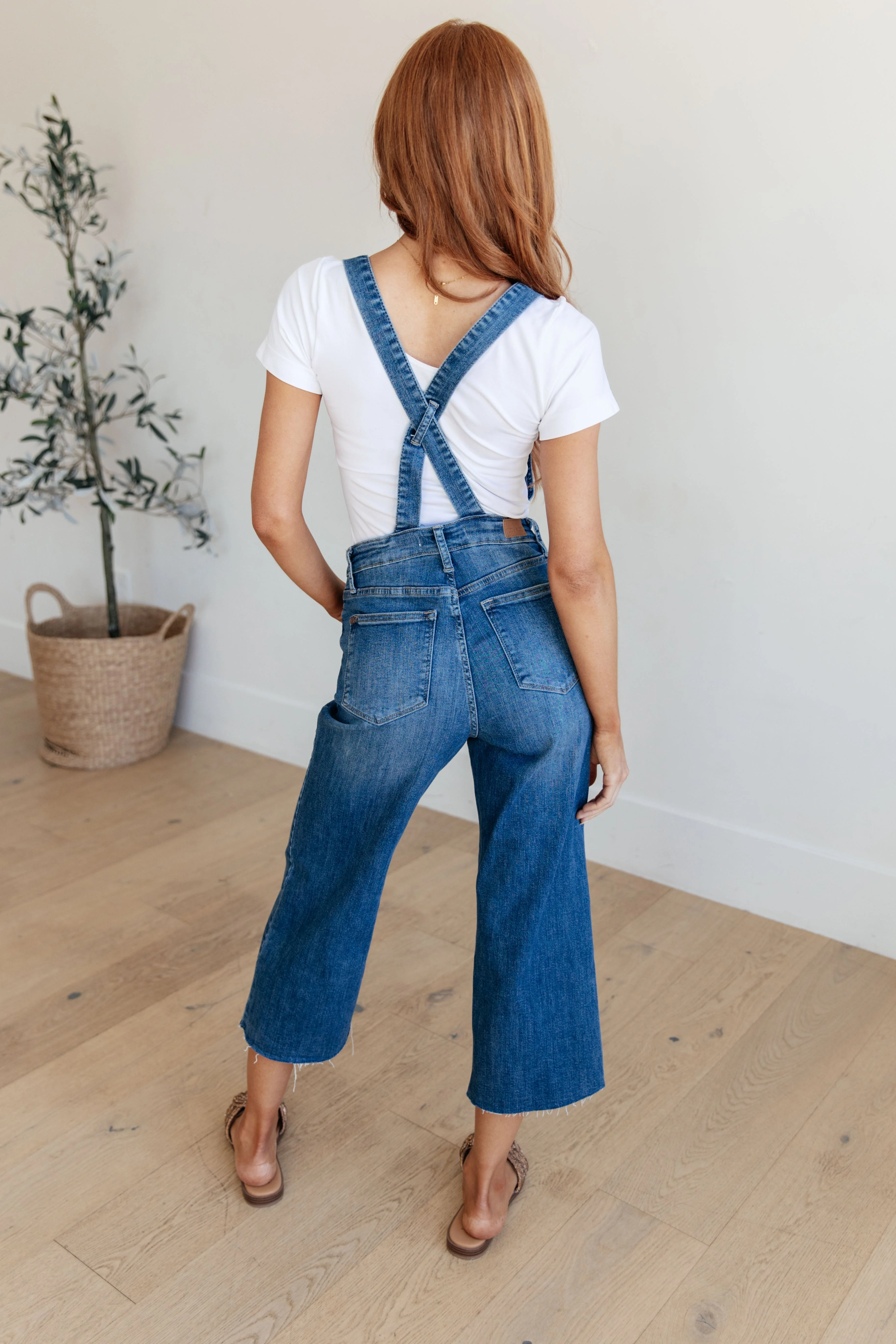 JUDY BLUE Priscilla High Rise Crop Wide Leg Denim Overalls - Makeswep