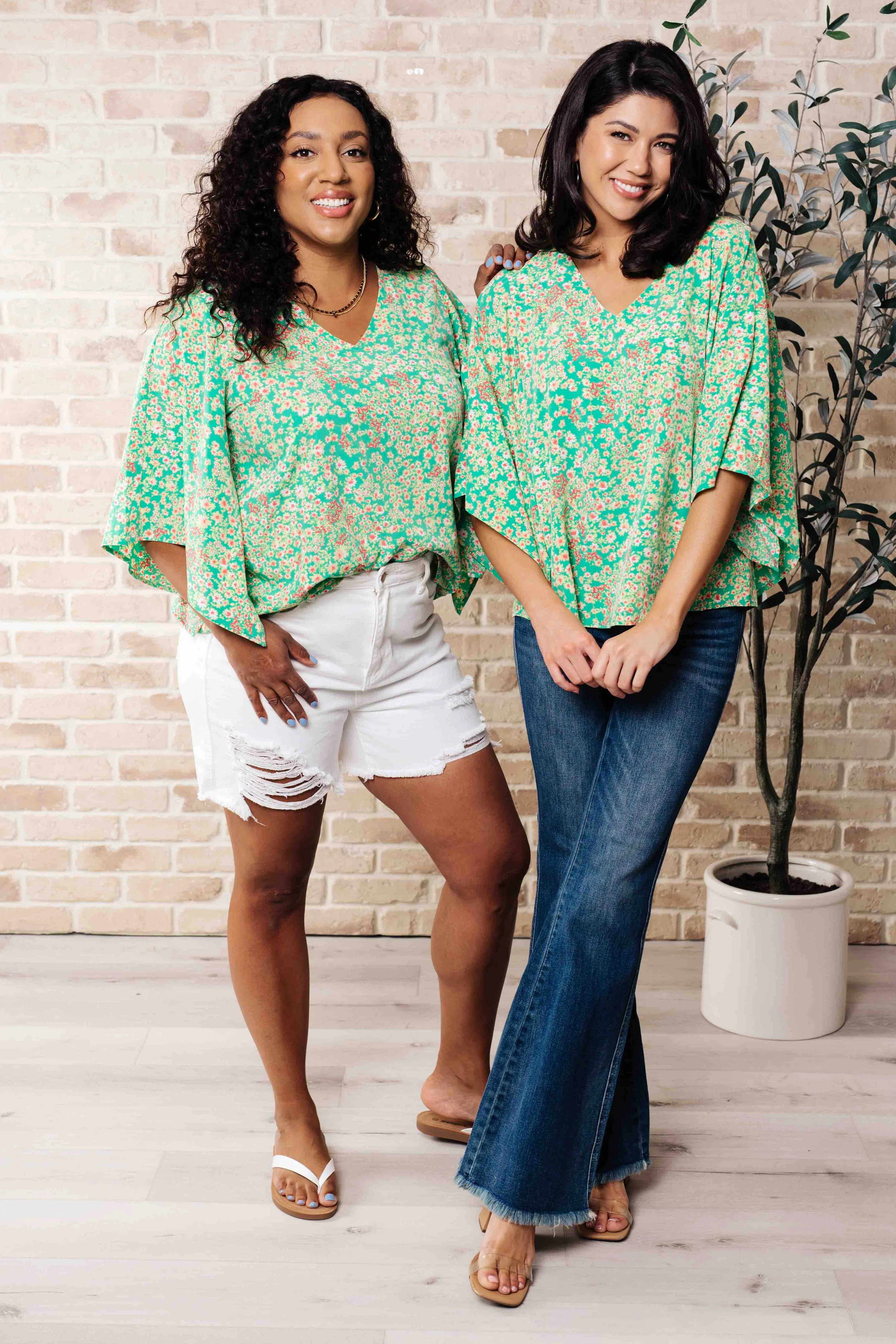 The Future's Open Wide V-Neck Batwing Top - Makeswep