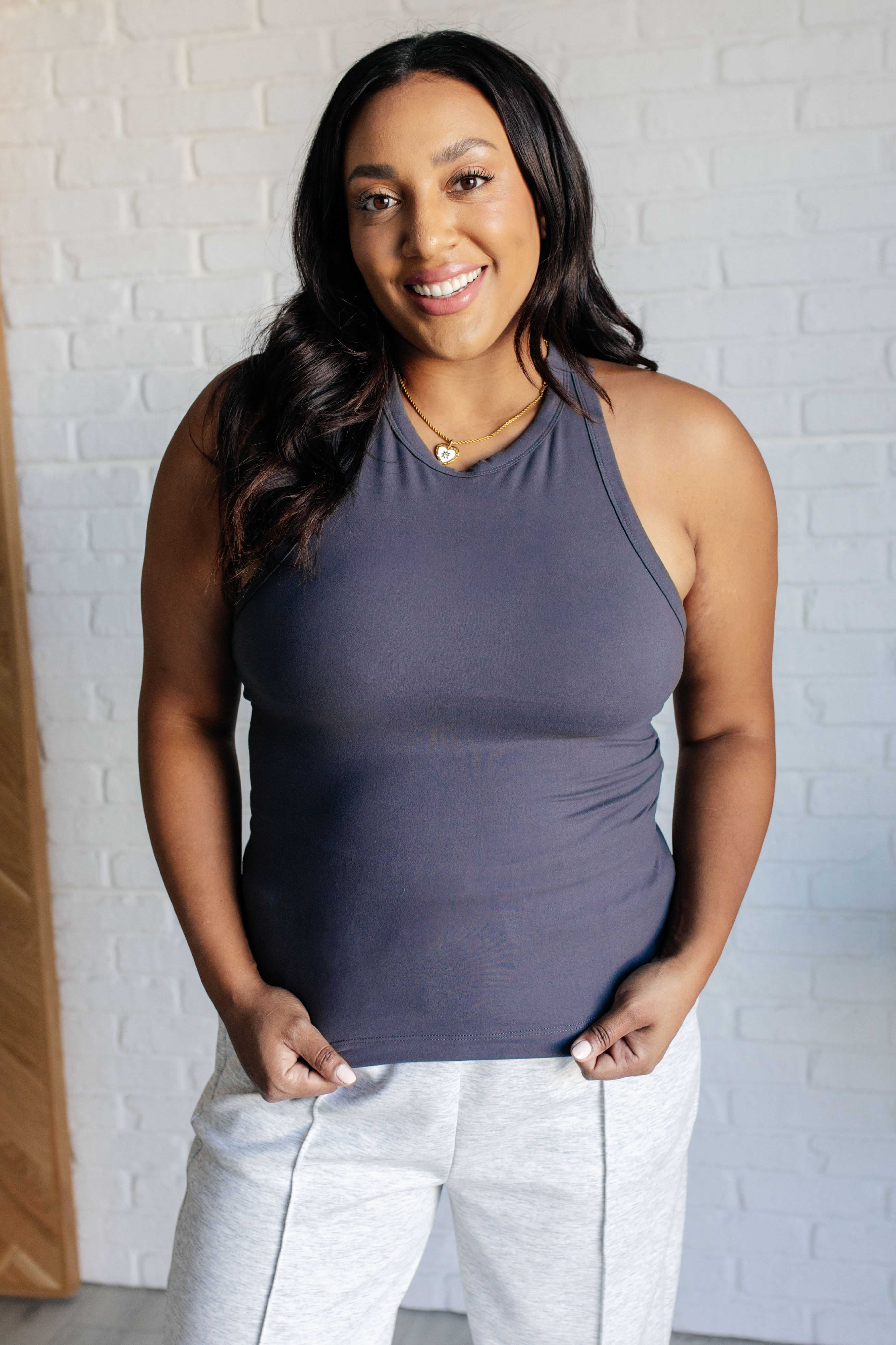 Truly Loyal Racerback Tank in Charcoal - Makeswep