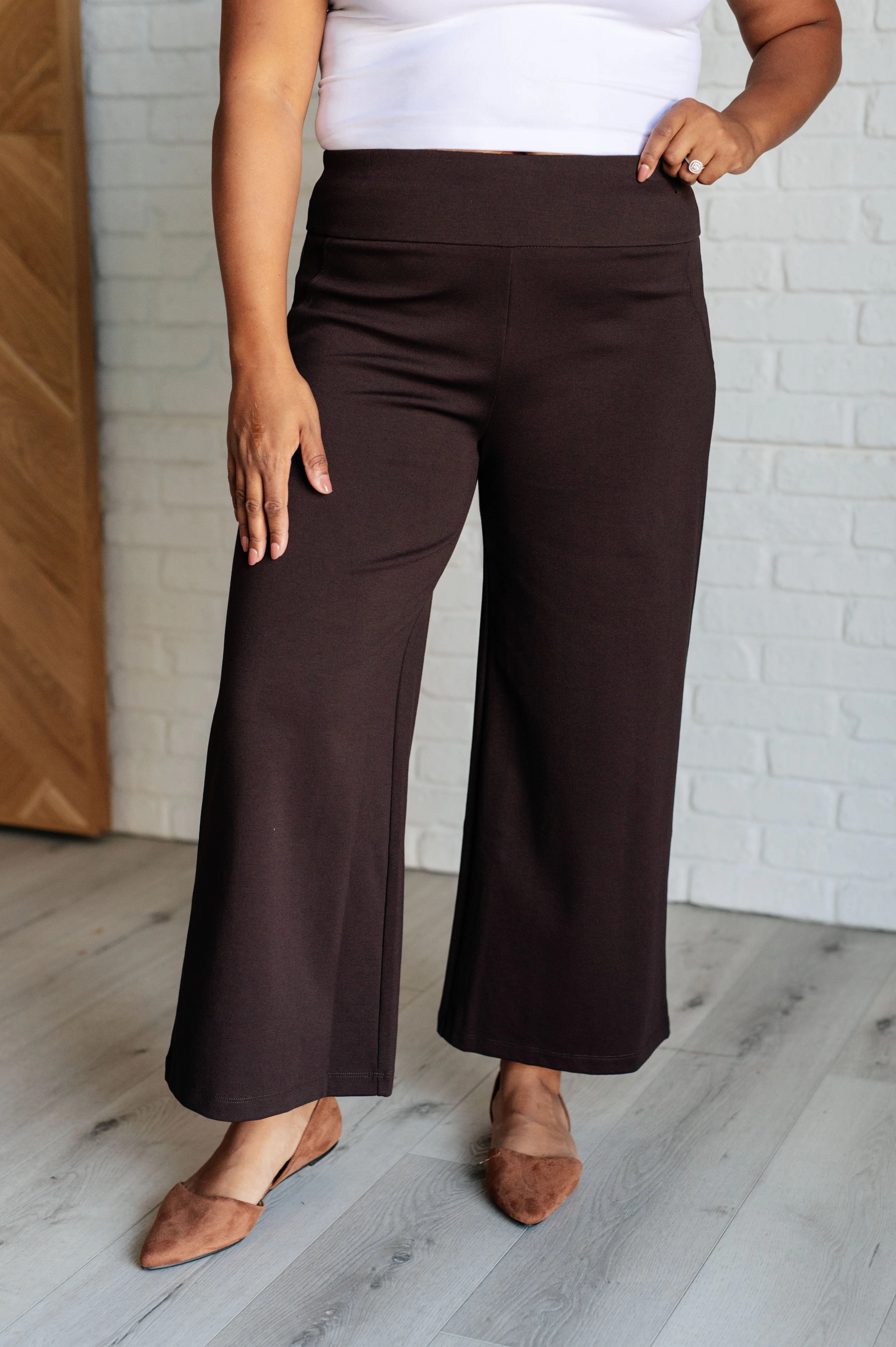 Magic Wide Leg Crop Pants in Chocolate - Makeswep