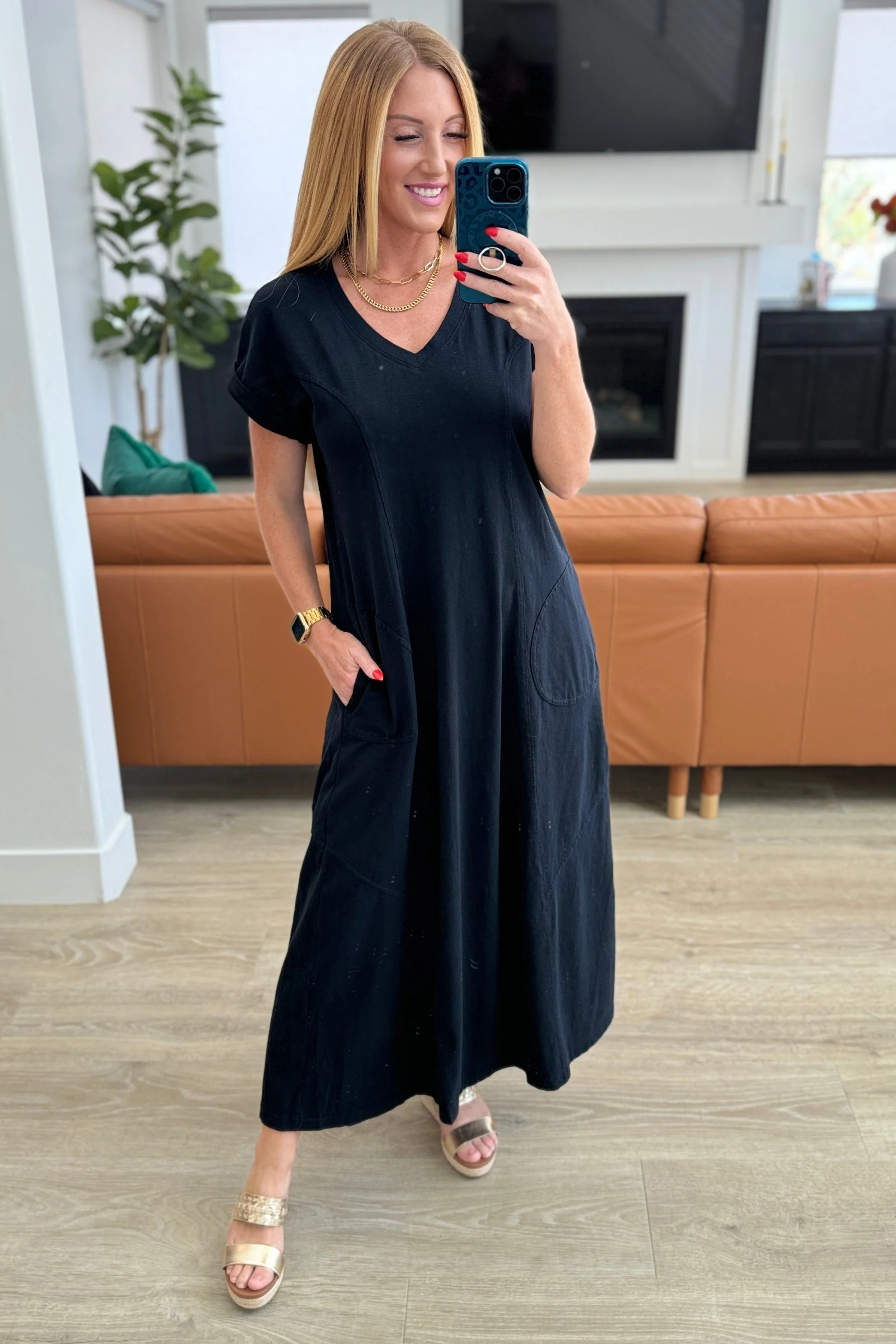 Modern Maritime Shift Maxi Dress in Black - Makeswep