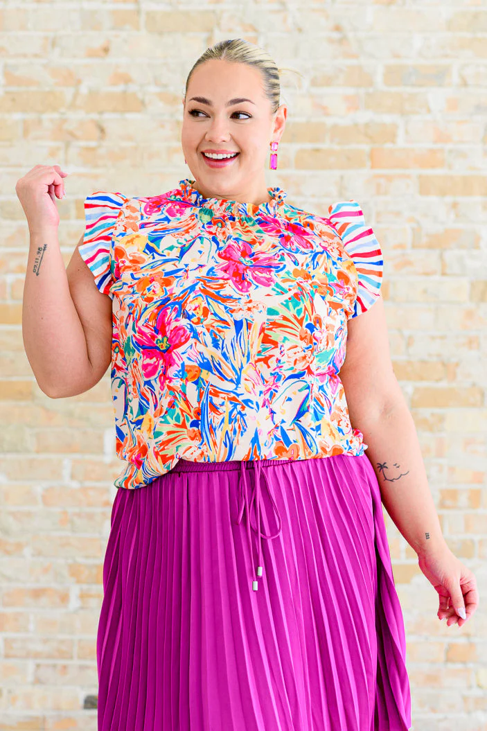Get Out of Town Ruffle Sleeve Top - Makeswep