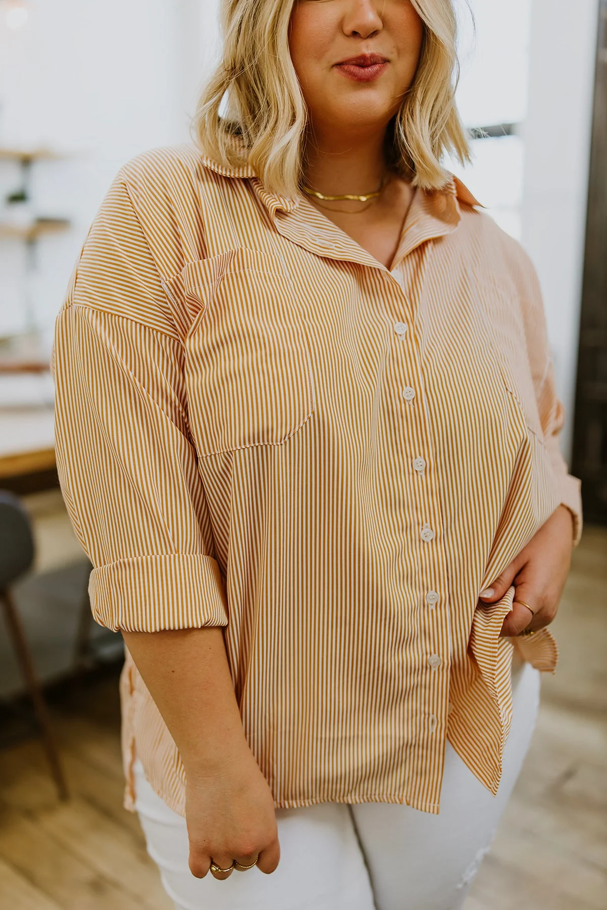 Easy On The Eyes Striped Button Up - Makeswep