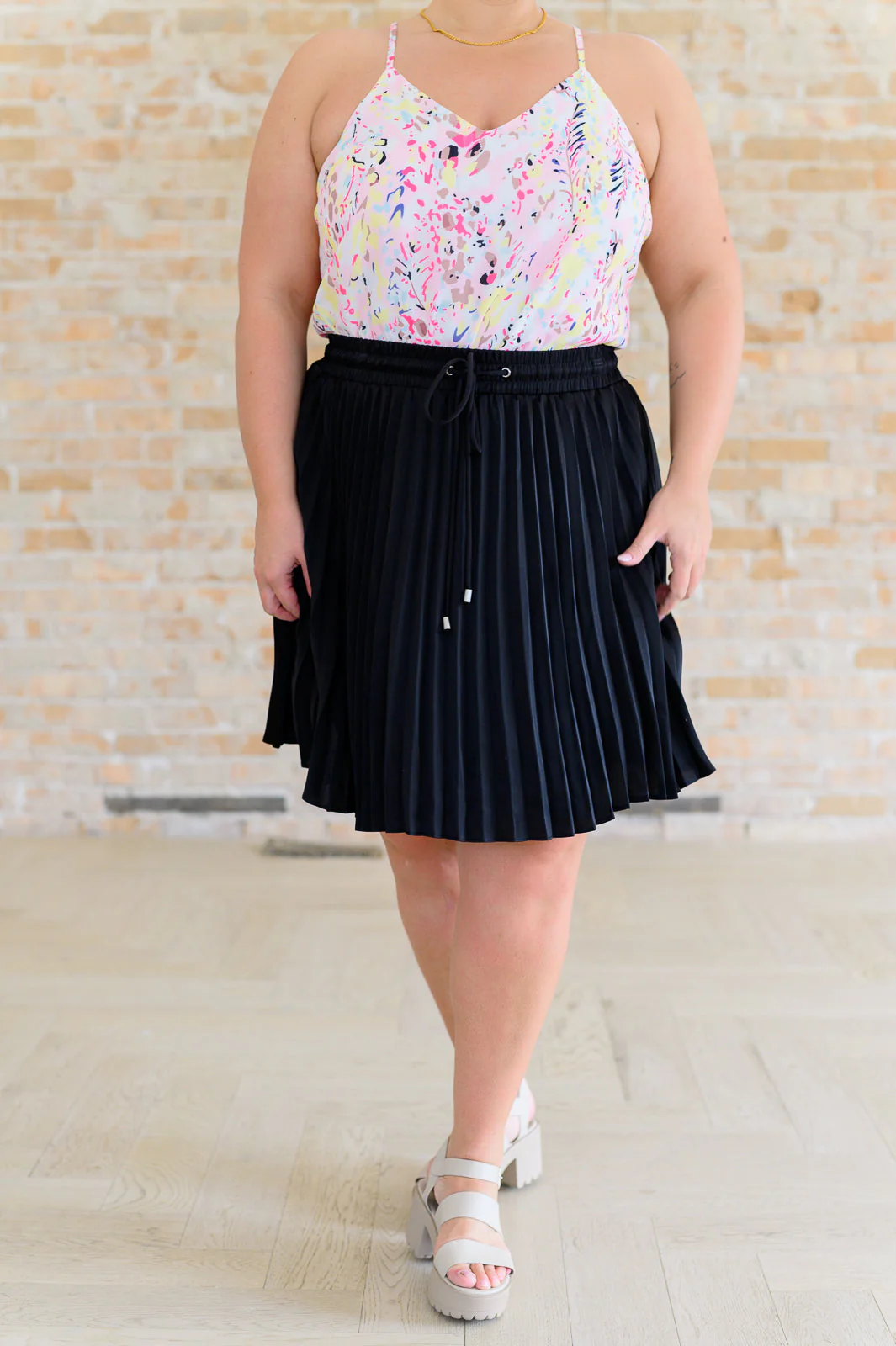 Just a Flirt Pleated Skirt in Black - Makeswep