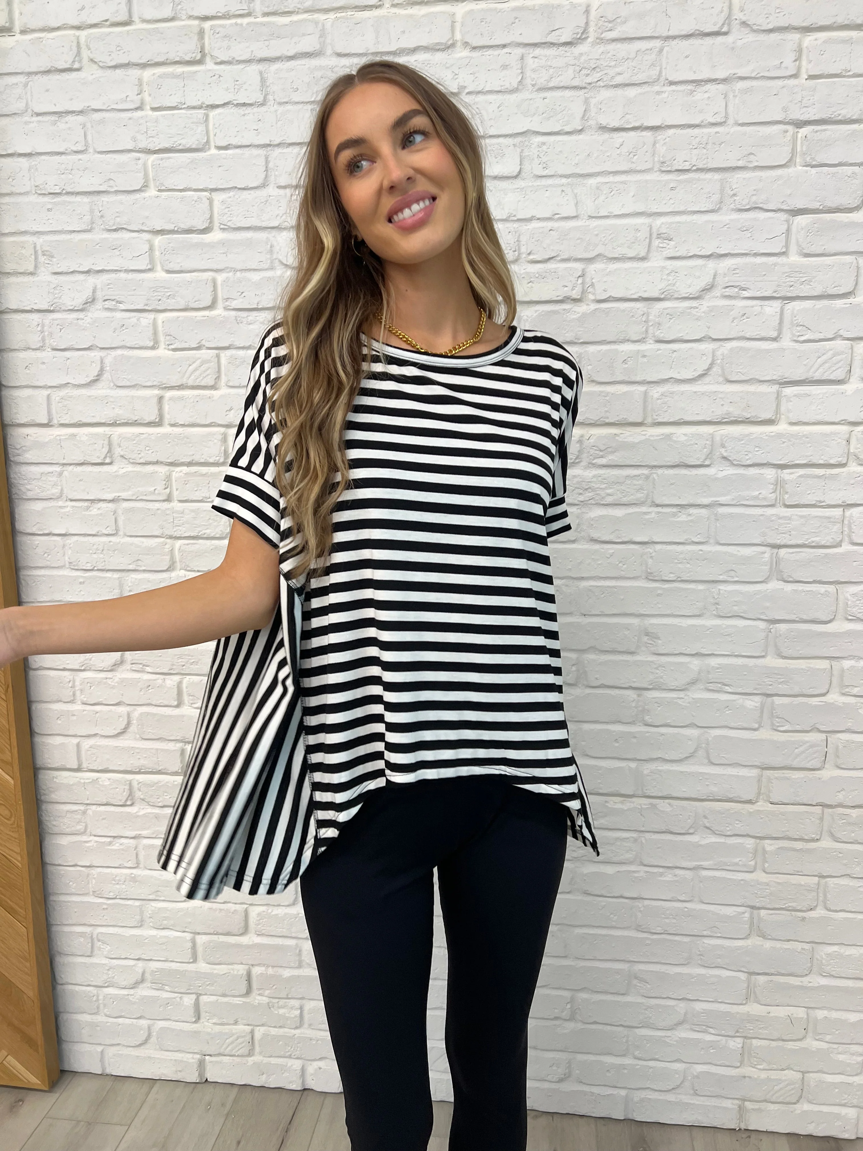 No Stopping It Striped Oversized Top - Makeswep