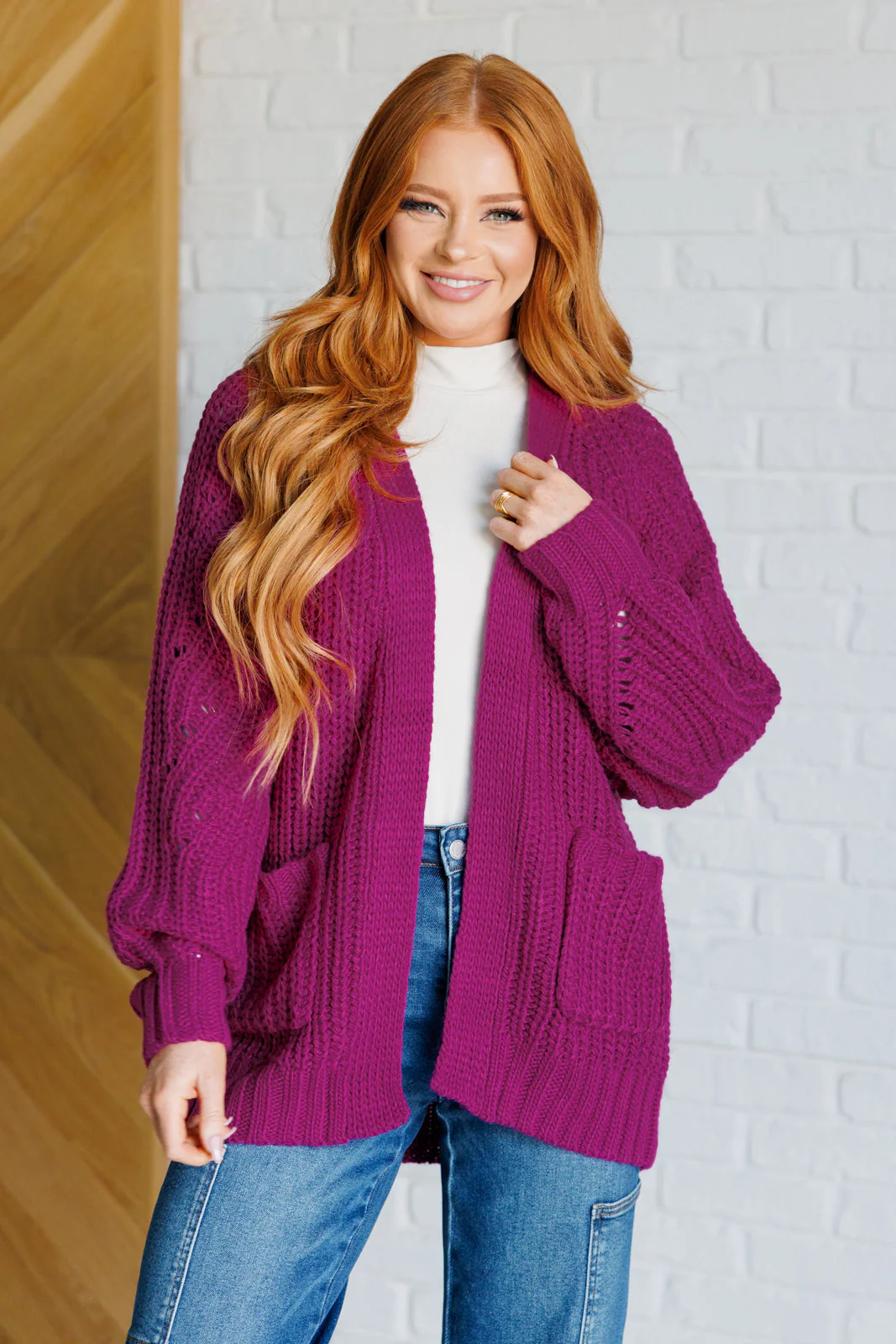 Maybe Monday Cardigan in Berry - Makeswep