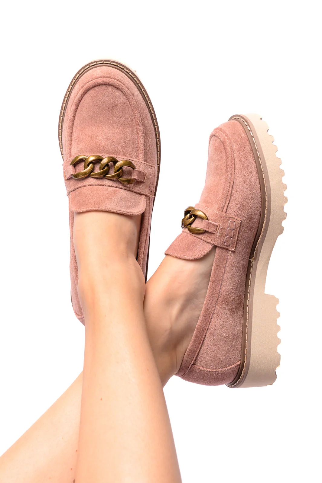 CORKYS Literally Loafers in Blush Faux Suede - Makeswep