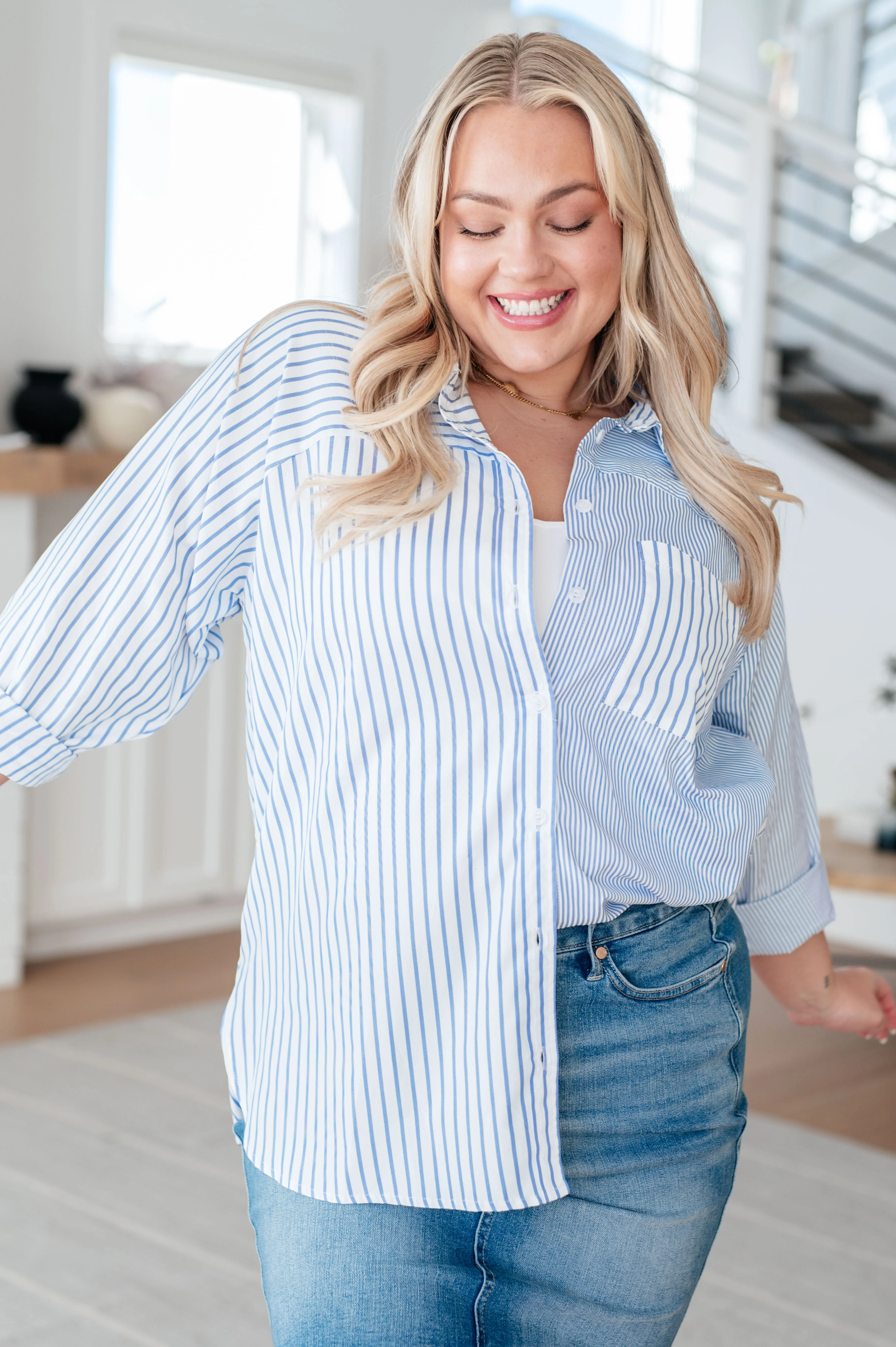 This or That Striped Button Down - Makeswep