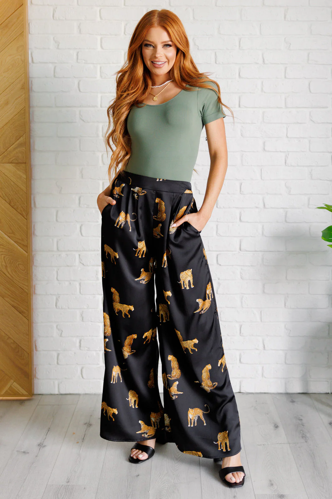 Legendary in Leopard Satin Wide Leg Pants - Makeswep