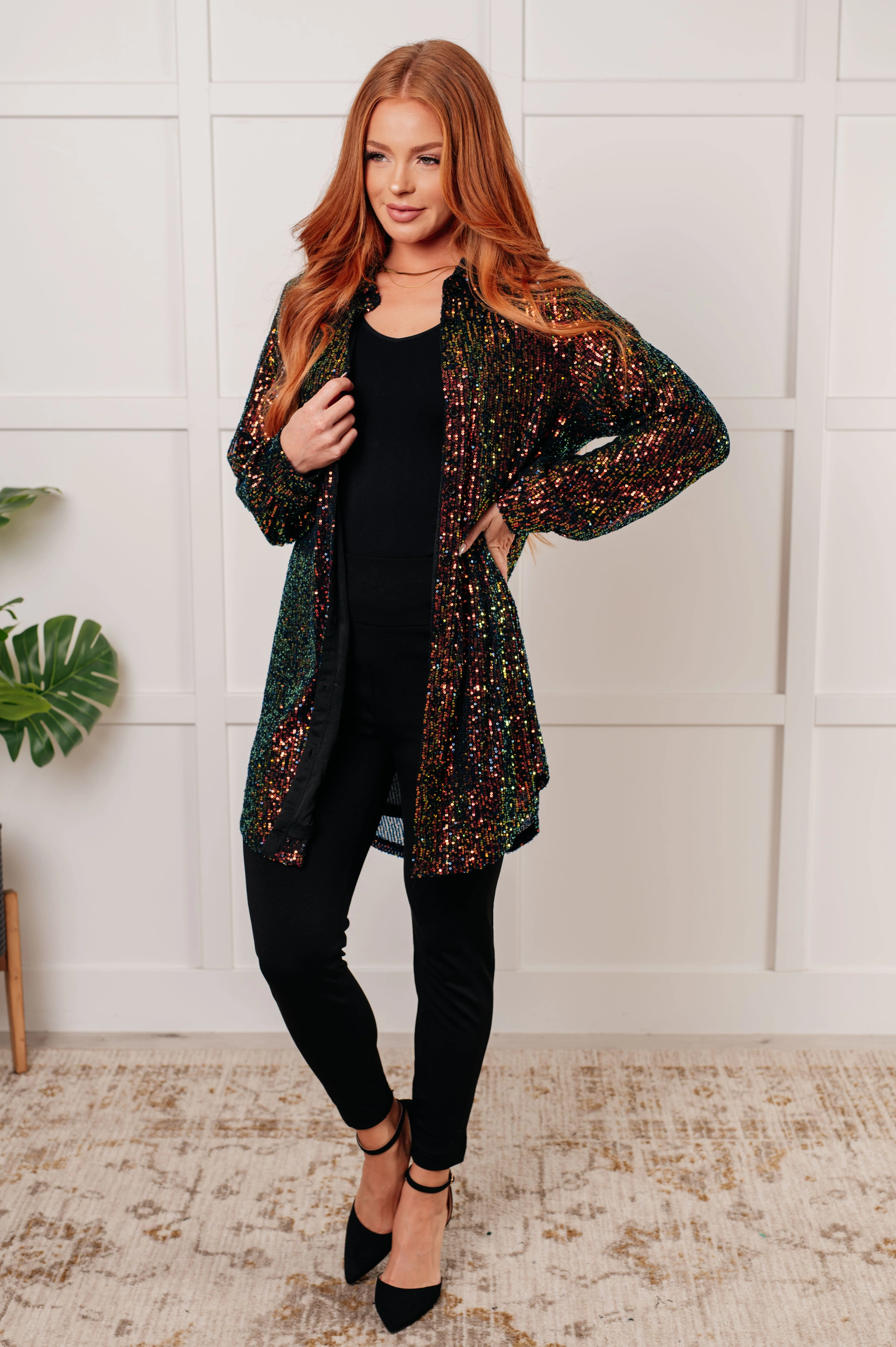 Shimmering Splendor Sequin Shirt Dress - Makeswep